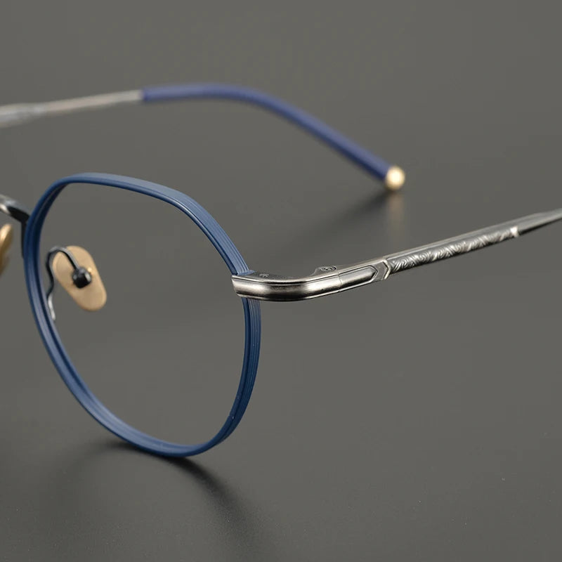 Aimee Unisex Full Rim Round Polygon Titanium Eyeglasses Frame 5342 - Lightweight Durable Glasses for Men & Women - Perfect for Reading, Work, and Everyday Wear