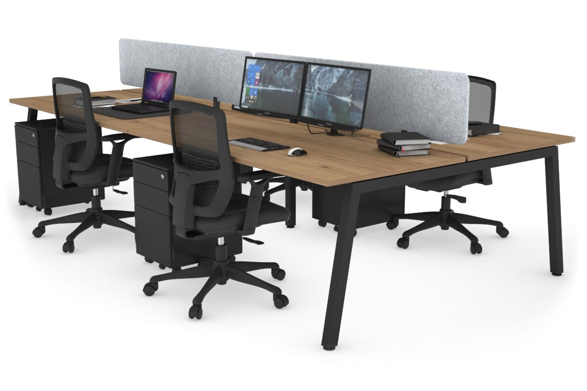 Quadro 4-Person Office Workstation Desk - 1200L x 800W with Cable Management Scallop - Perfect for Collaborative Workspaces, Team Meetings & Open Office Environments