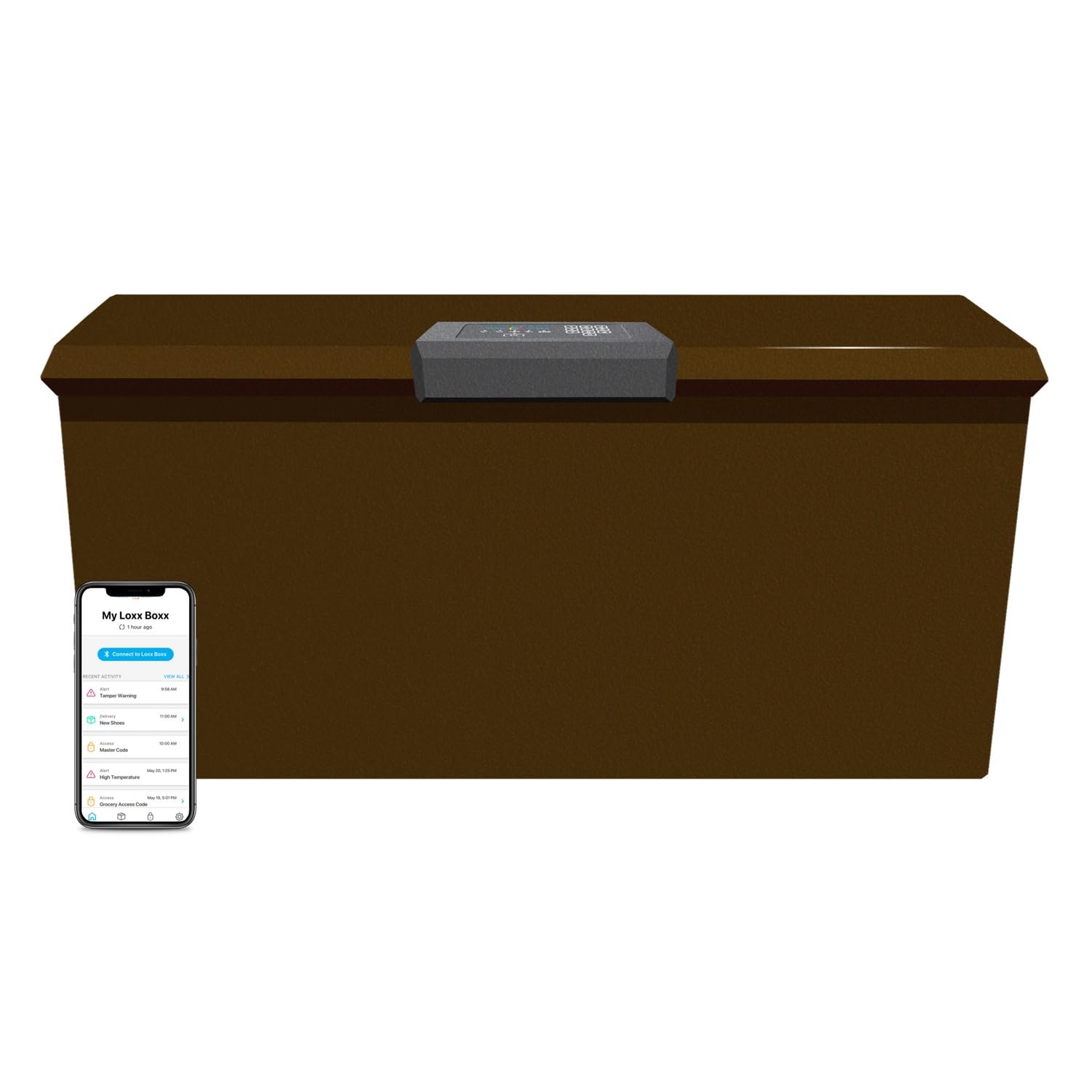 Loxx Boxx Smart Parcel Package Locker - Secure LTE Cellular Mailbox with Wi-Fi & Bluetooth - XL Brown Weatherproof Delivery Box for Home & Business - Perfect for Online Shopping, Package Theft Prevention & Contactless Deliveries