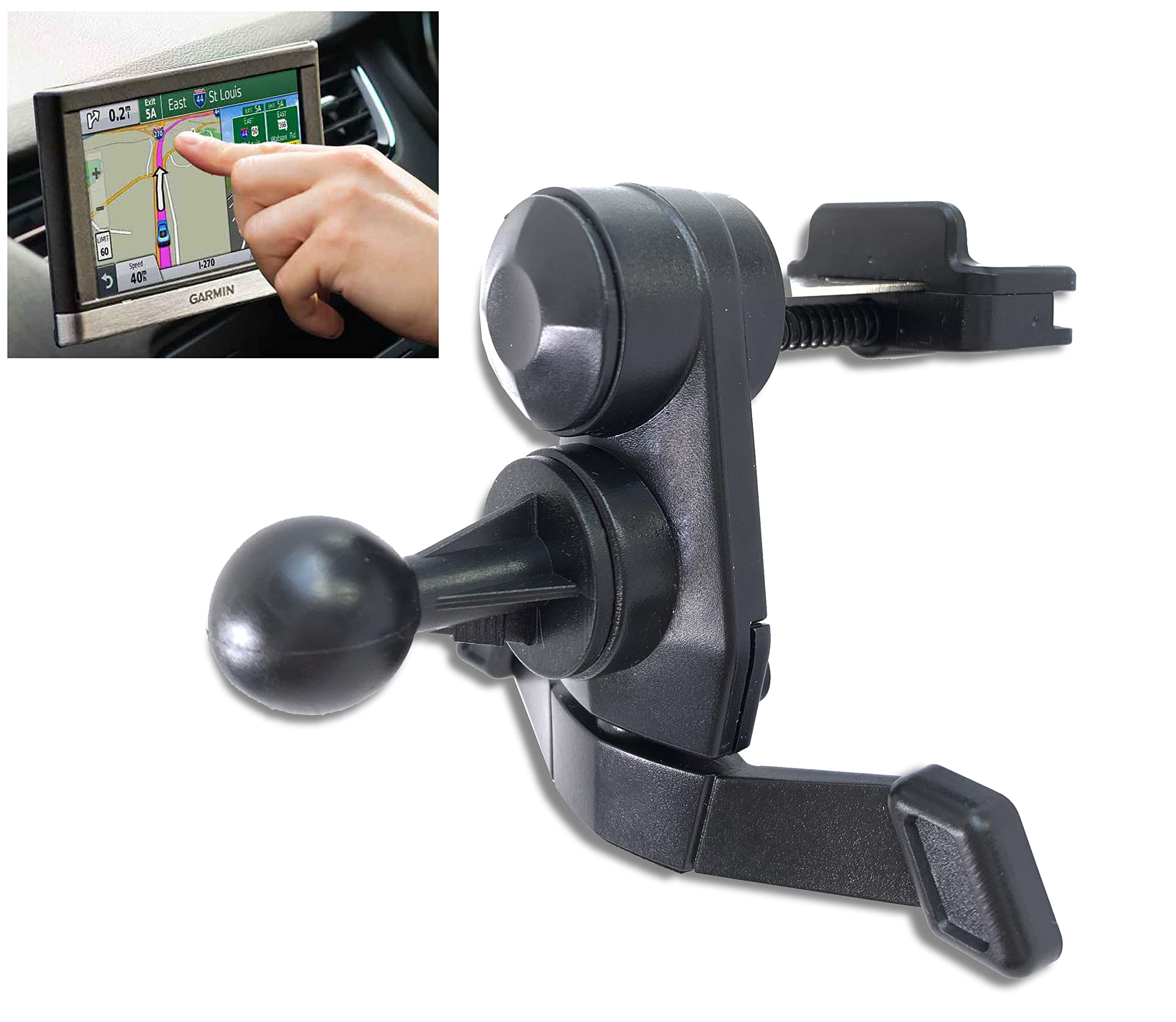 Premium Air Vent GPS Mount for Garmin Nuvi, RV, Dezl, DriveSmart & DriveAssist - Universal Car GPS Holder with Secure Clip - Perfect for Road Trips, RV Travel & Daily Commuting