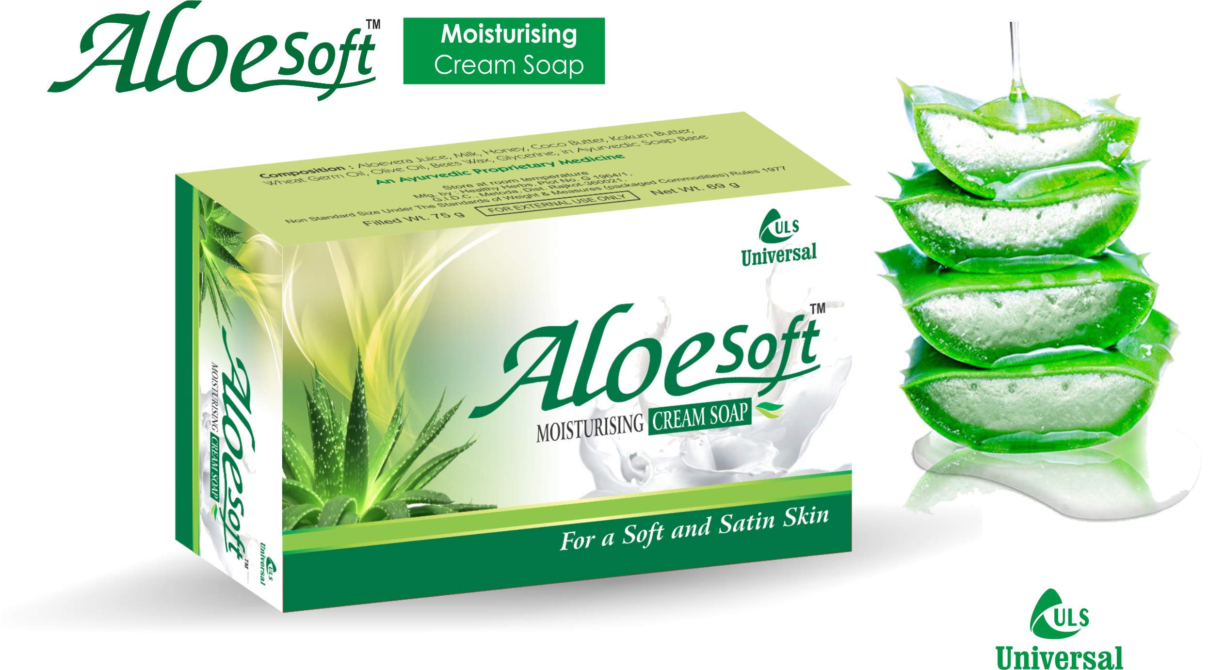 Aloesoft Cream Soap - Pack of 4 | Moisturizing Aloe Vera Body Wash for Dry & Sensitive Skin | Gentle Cleansing for Face, Hands & Body | Perfect for Daily Shower & Skincare Routine