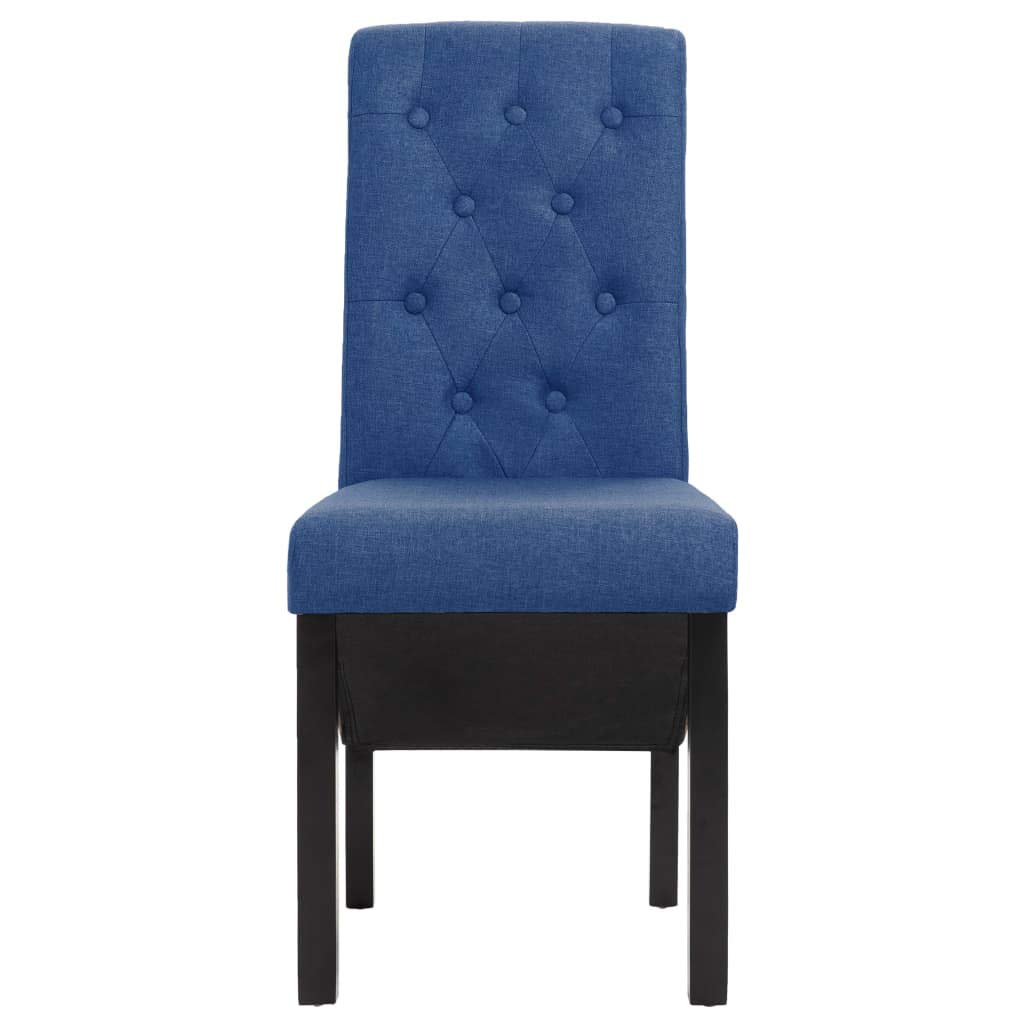 2 Pcs Upholstered Fabric Dining Chairs - Tufted High Back Parson Chairs with Wooden Legs & Button Details, Comfortable Kitchen Chairs for Dining Room, Living Room or Restaurant (Blue Fabric) - Perfect for Family Gatherings & Home Decor