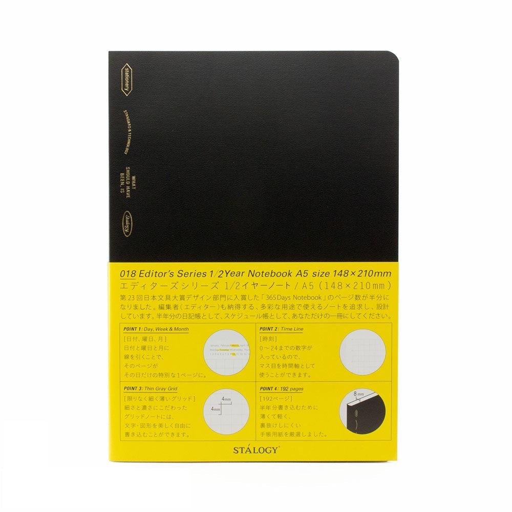 Nitto Stalogy A5 Editor's Series 365 Days Notebook - Grid Paper Journal for Daily Planning, Sketching & Note Taking - Perfect for Students, Artists & Professionals