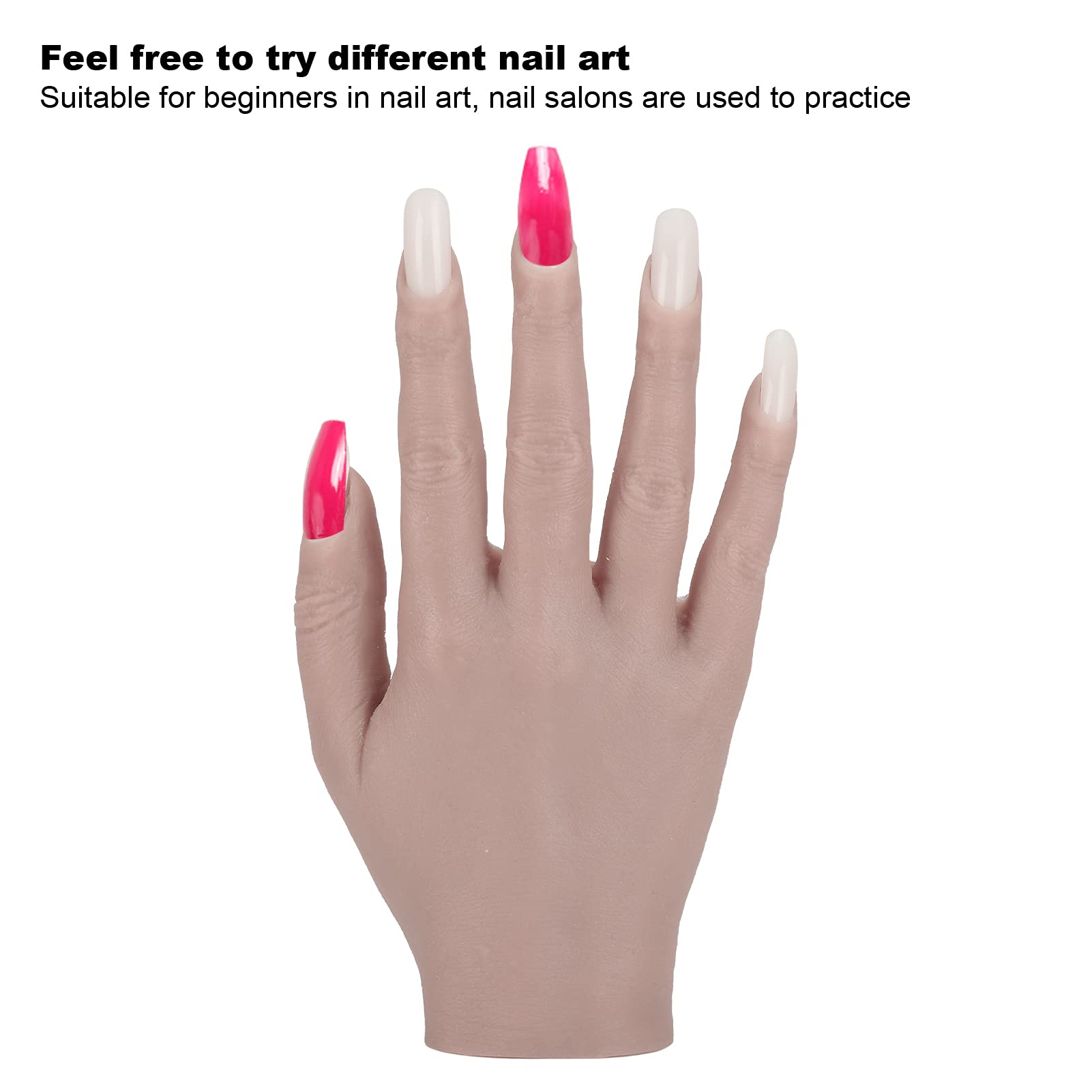 Professional Silicone Nail Practice Hand - Flexible Joint Mannequin Hand for Acrylic Nails & Nail Art Training - Bendable Fake Hand for DIY Manicure Practice - Perfect for Nail Art Beginners (03) - Ideal for Salon Training, Home Practice & Nail Technician Certification Prep