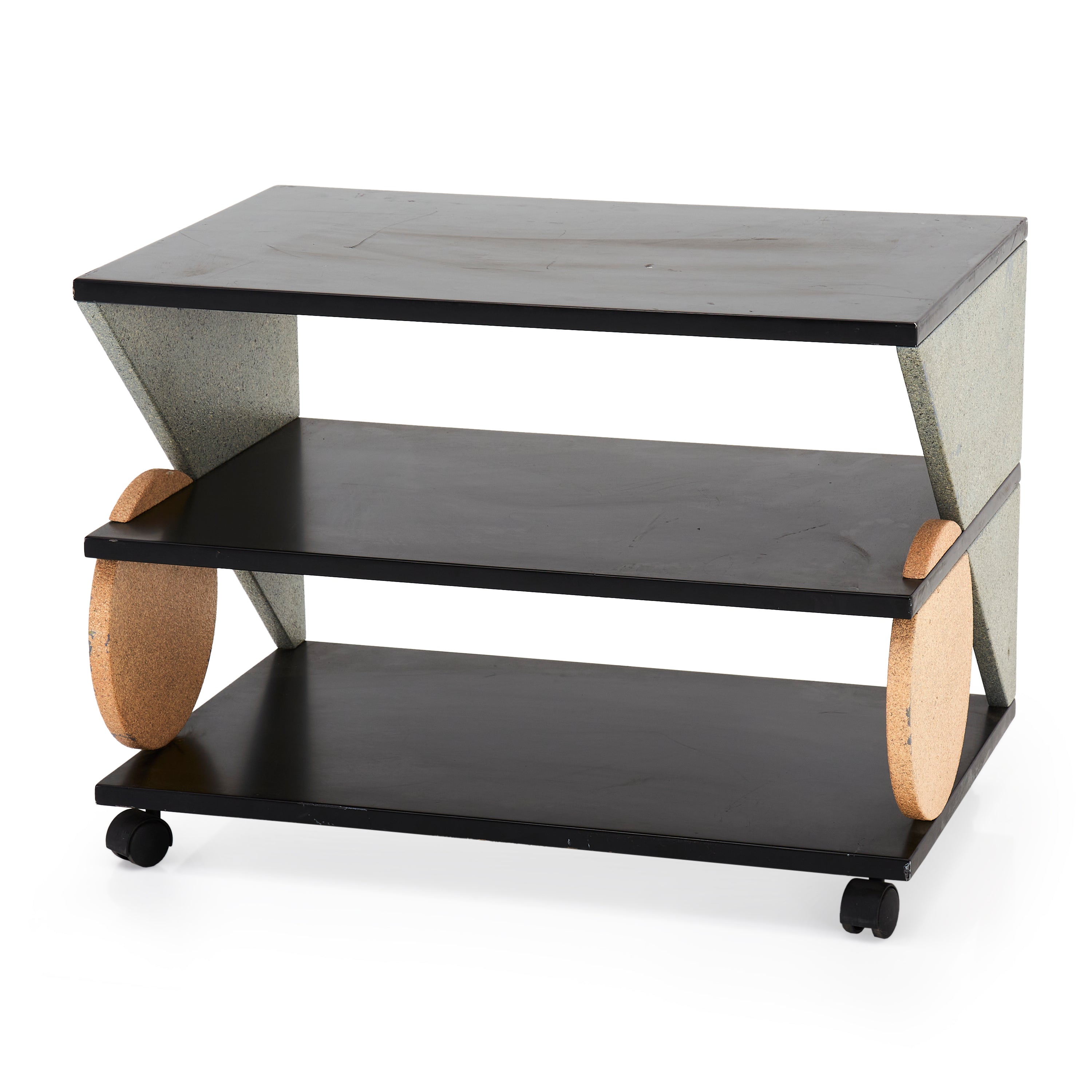 Black Grey Peach Memphis Style Shelf Table - Modern Decorative Storage for Living Room, Bedroom & Office - Perfect for Books, Plants & Home Decor