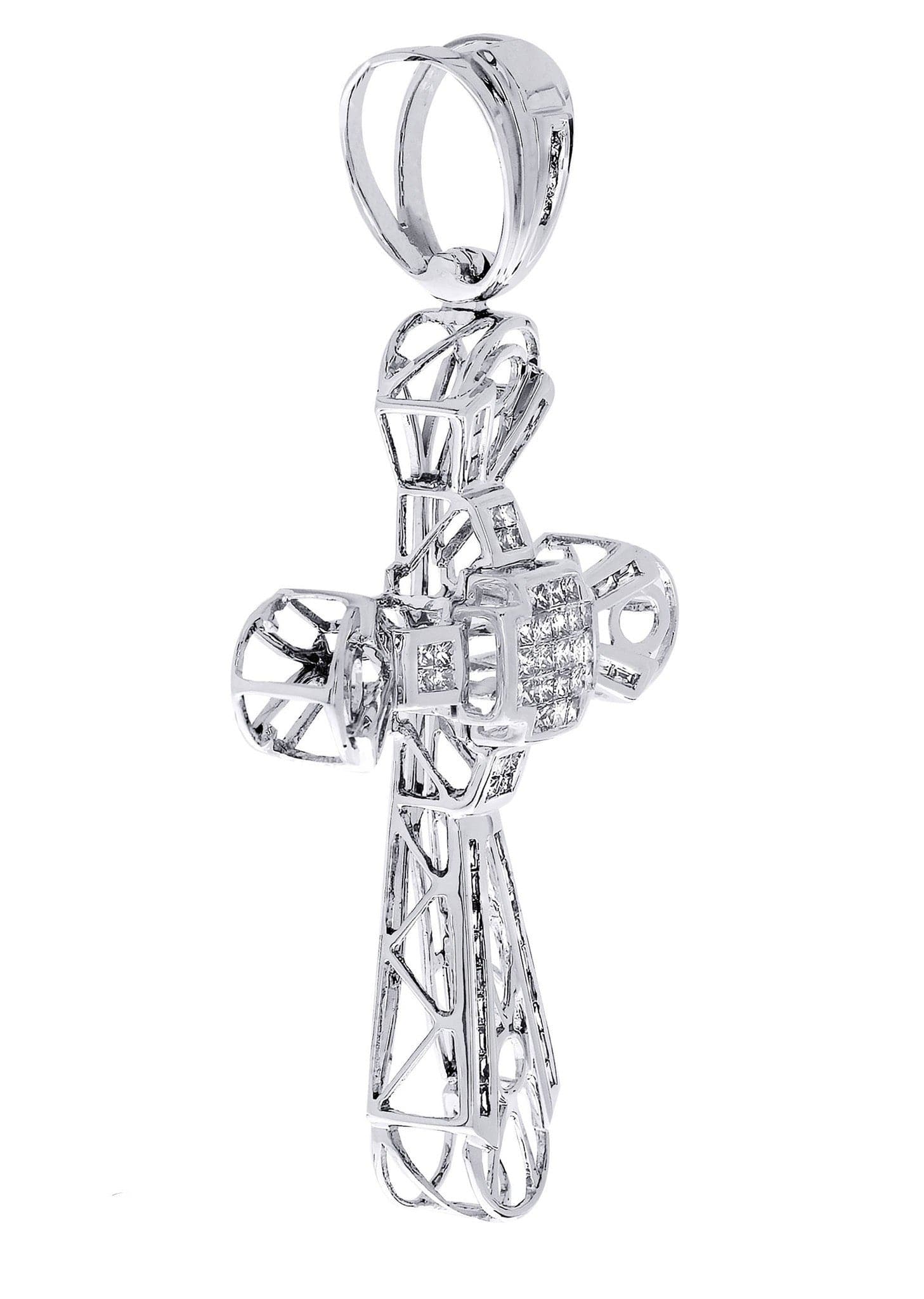 1.27 Carat Diamond Cross Pendant Necklace - 11.31 Grams (0.4 oz) - Elegant Religious Jewelry for Women & Men - Perfect for Baptism, Confirmation & Everyday Wear