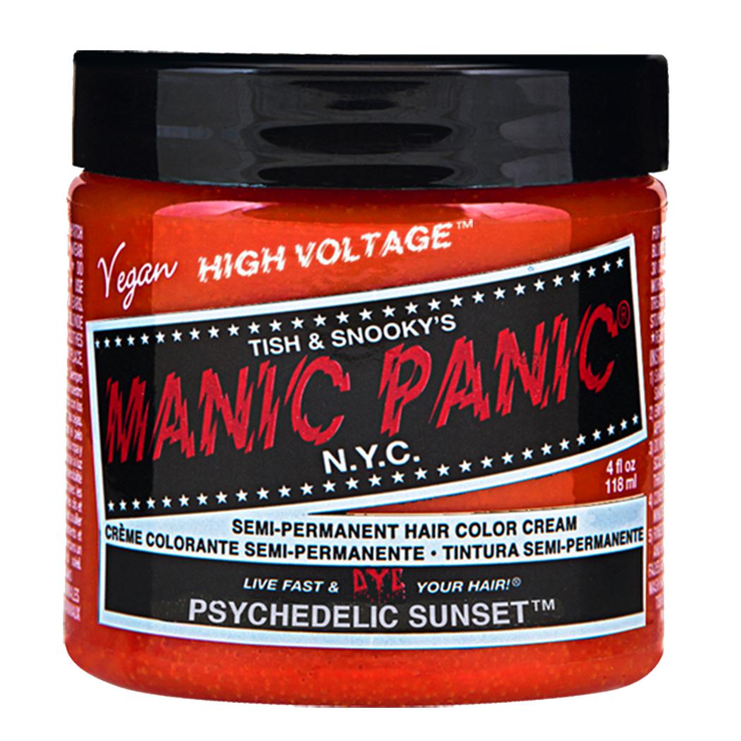Manic Panic High Voltage Psychedelic Sunset Semi-Permanent Hair Dye - 4oz (118ml) Vegan & Cruelty-Free - Vibrant Sunset Orange Hair Color for DIY Styling, Cosplay & Festival Looks