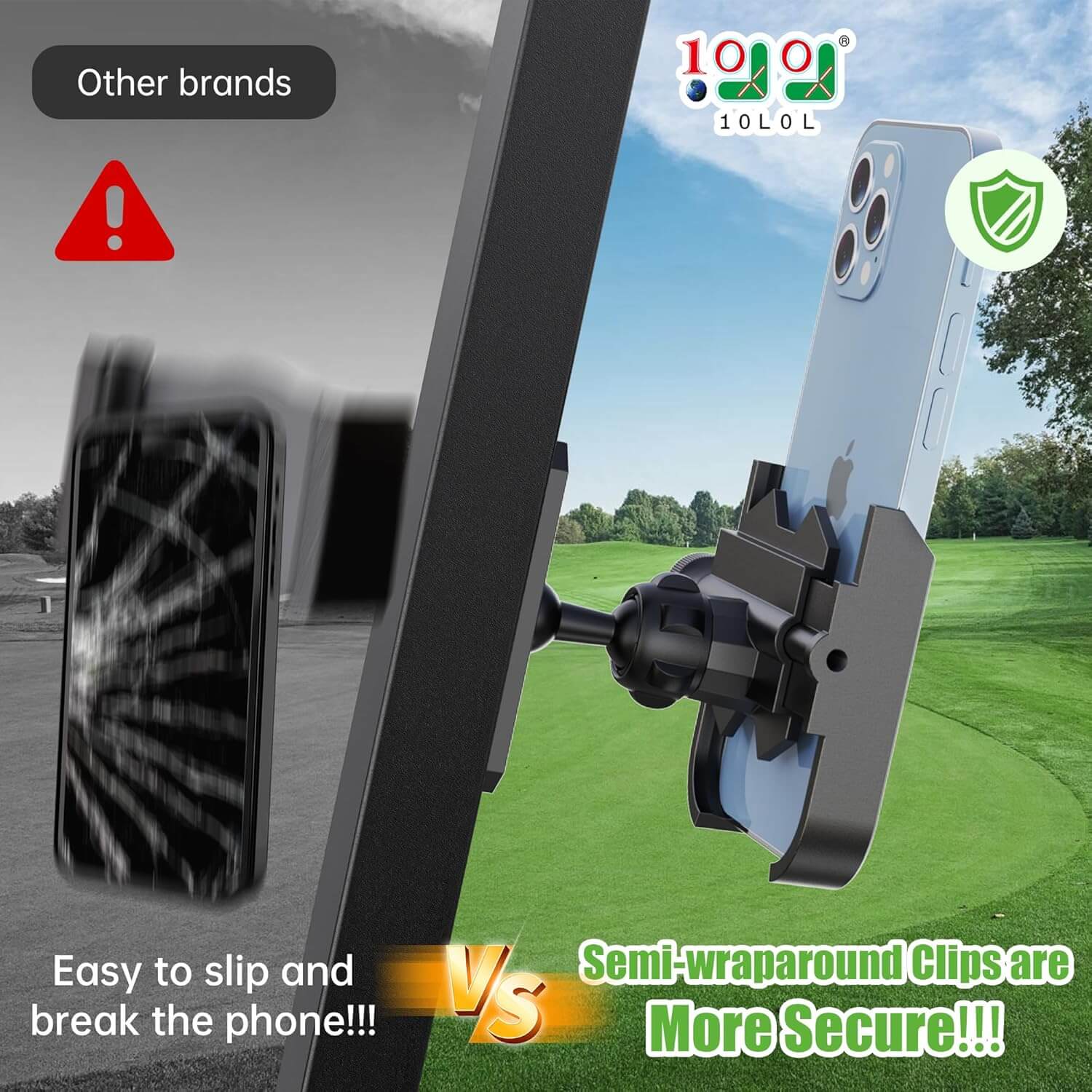 Expandable Magnetic Phone Holder for Golf Cart - Unique Design, Secure Mounting | Perfect for Golfing, Driving & Outdoor Activities
