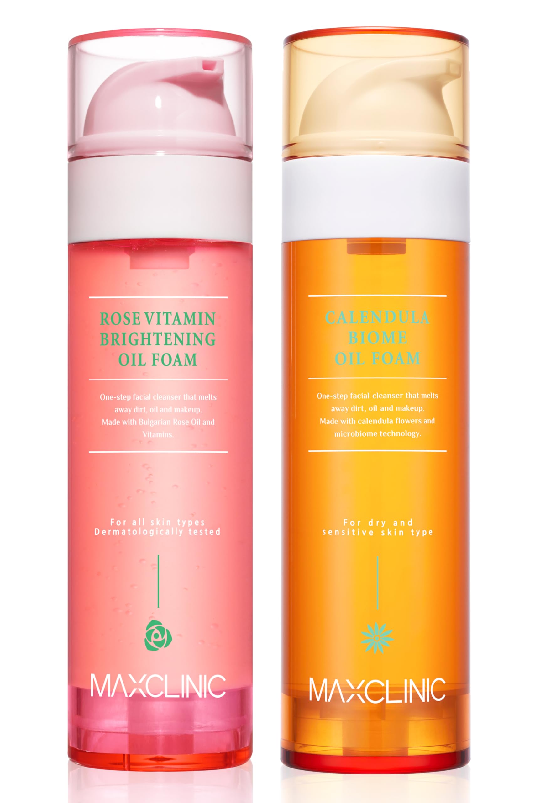 K-Beauty Rose Vitamin & Calendula Biome Oil Foam Cleanser Set | Korean Oil-to-Foam Face Wash for Dry Sensitive Skin | Hydrating Facial Cleanser Bundle | Perfect for Double Cleansing & Nighttime Skincare Routine