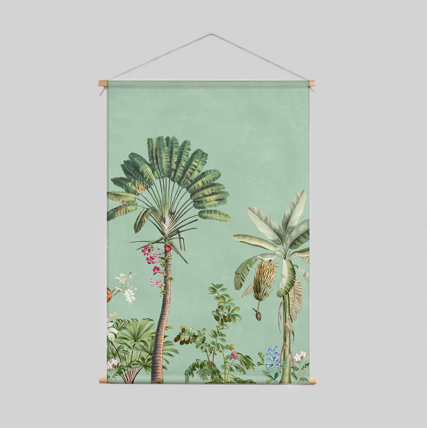 Vibrant Exotic Mint Textile Poster - Tropical Wall Art for Home & Office Decor