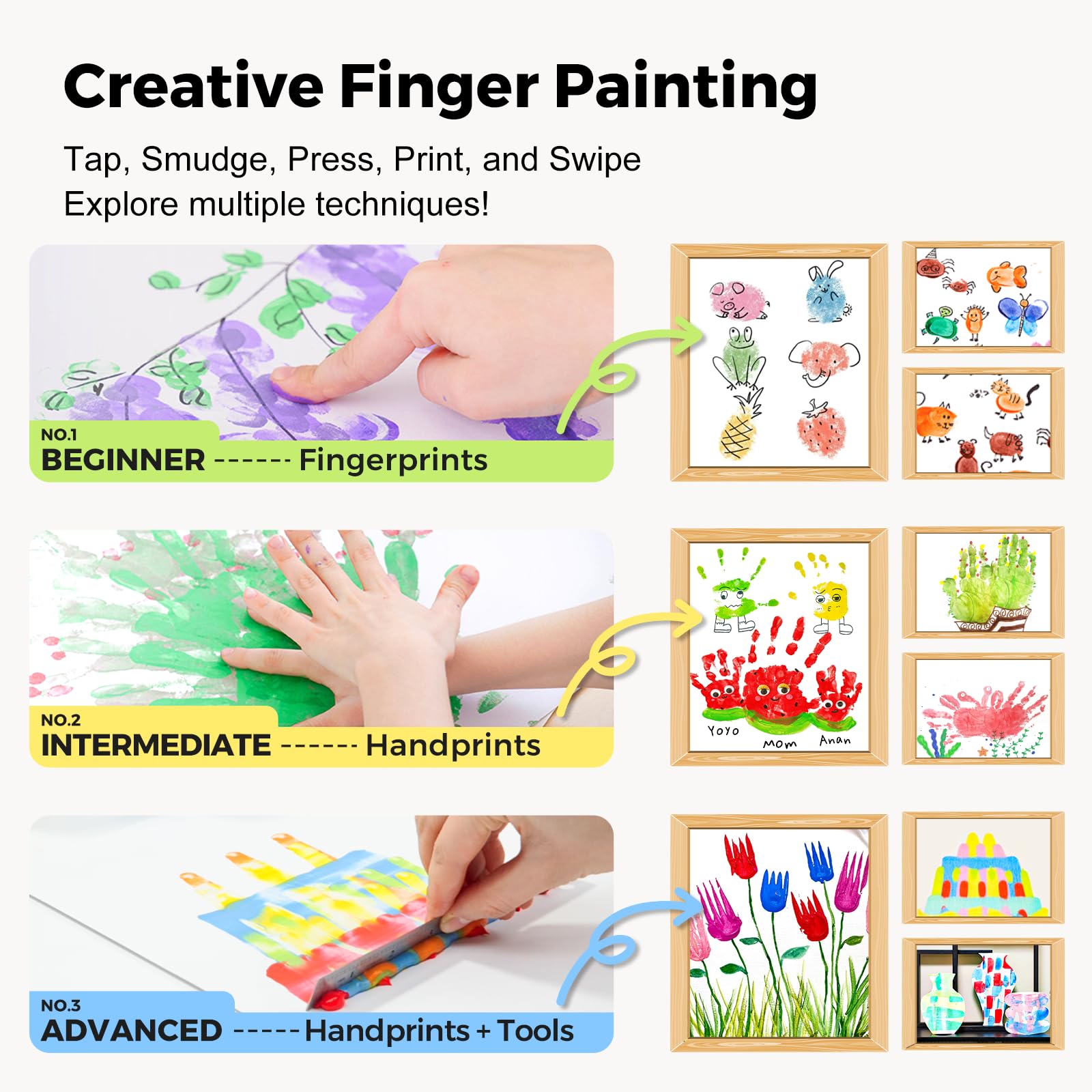 **Jar Melo Washable Non-Toxic Finger Paints for Toddlers - 10 Vibrant Colors (2.1 fl oz), Safe Hand & Feet Baby Paint, Large Capacity Art Supplies for Kids Ages 2+, Perfect for Preschool Learning & Creative Play at Home**
