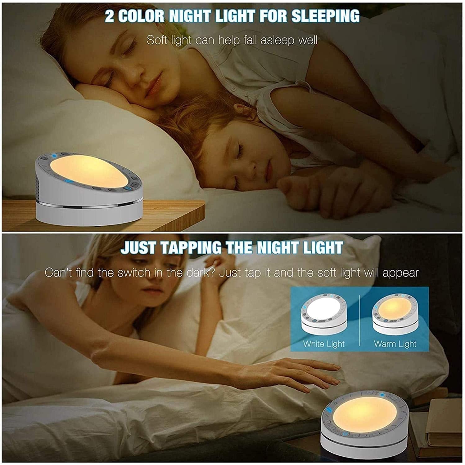 White Noise Machine for Sleep - 10 Soothing Sounds & Night Light with Timer, Portable Sound Machine for Babies & Adults - Perfect for Home, Office, Travel & Nursery Use