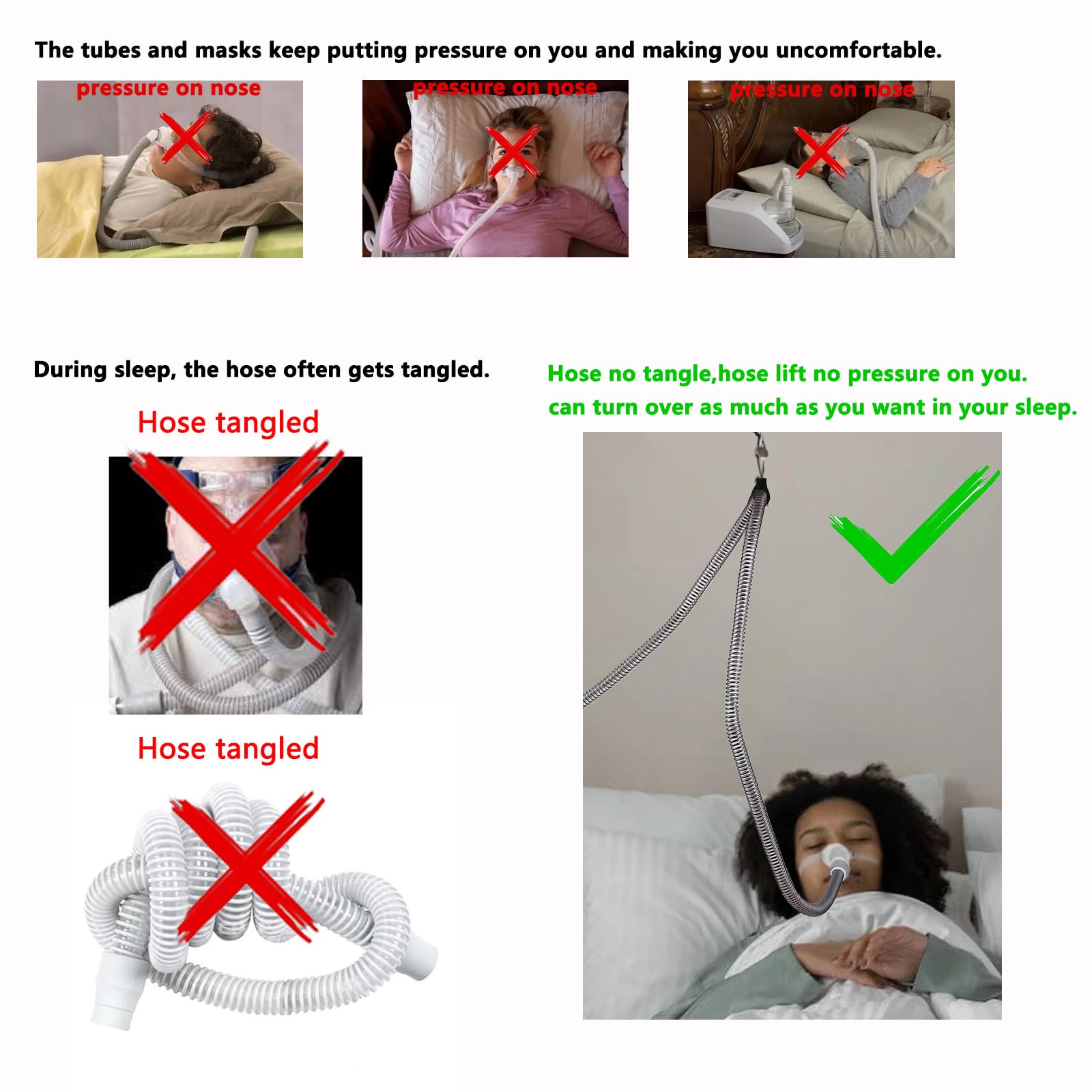 Portable CPAP Hose Lift and Holder for Travel & Home Use - Pre-Assembled, Flexible Design Fits Most Spaces | Ideal for CPAP Machine Users with Limited Bedside Space