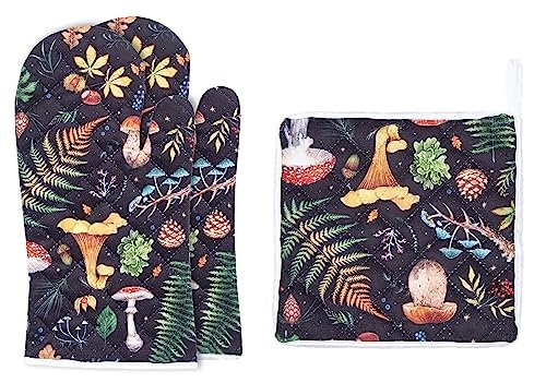 AAZEEM Heat Resistant Oven Mitts & Pot Holders Set - Non-Slip Silicone Cooking Gloves for Baking, Grilling, Roasting (3-Piece, Black) - Perfect for Kitchen, BBQ & Outdoor Cooking