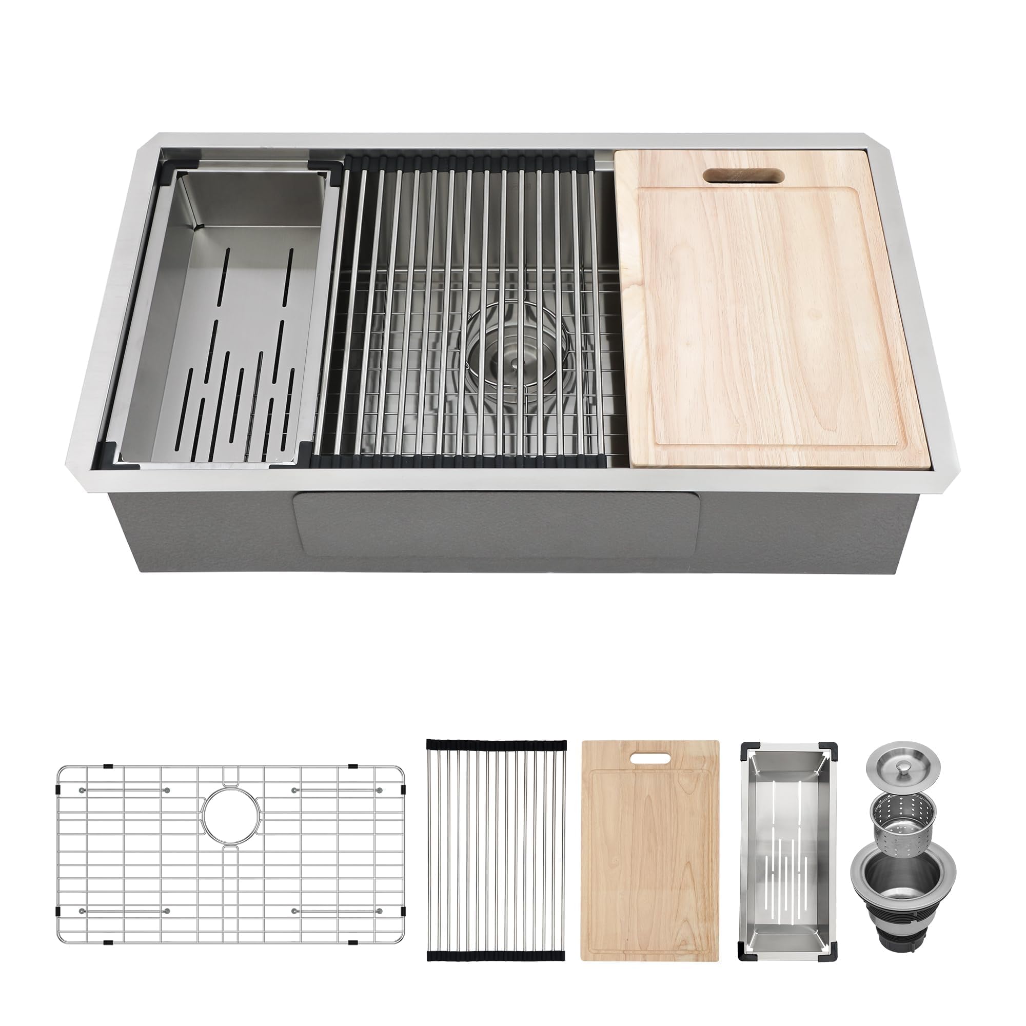 30x18 Inch Undermount Stainless Steel Kitchen Sink - 16 Gauge Single Bowl Workstation Sink with Accessories for Countertop Installation | Perfect for Food Prep, Dishwashing & Modern Kitchen Renovations