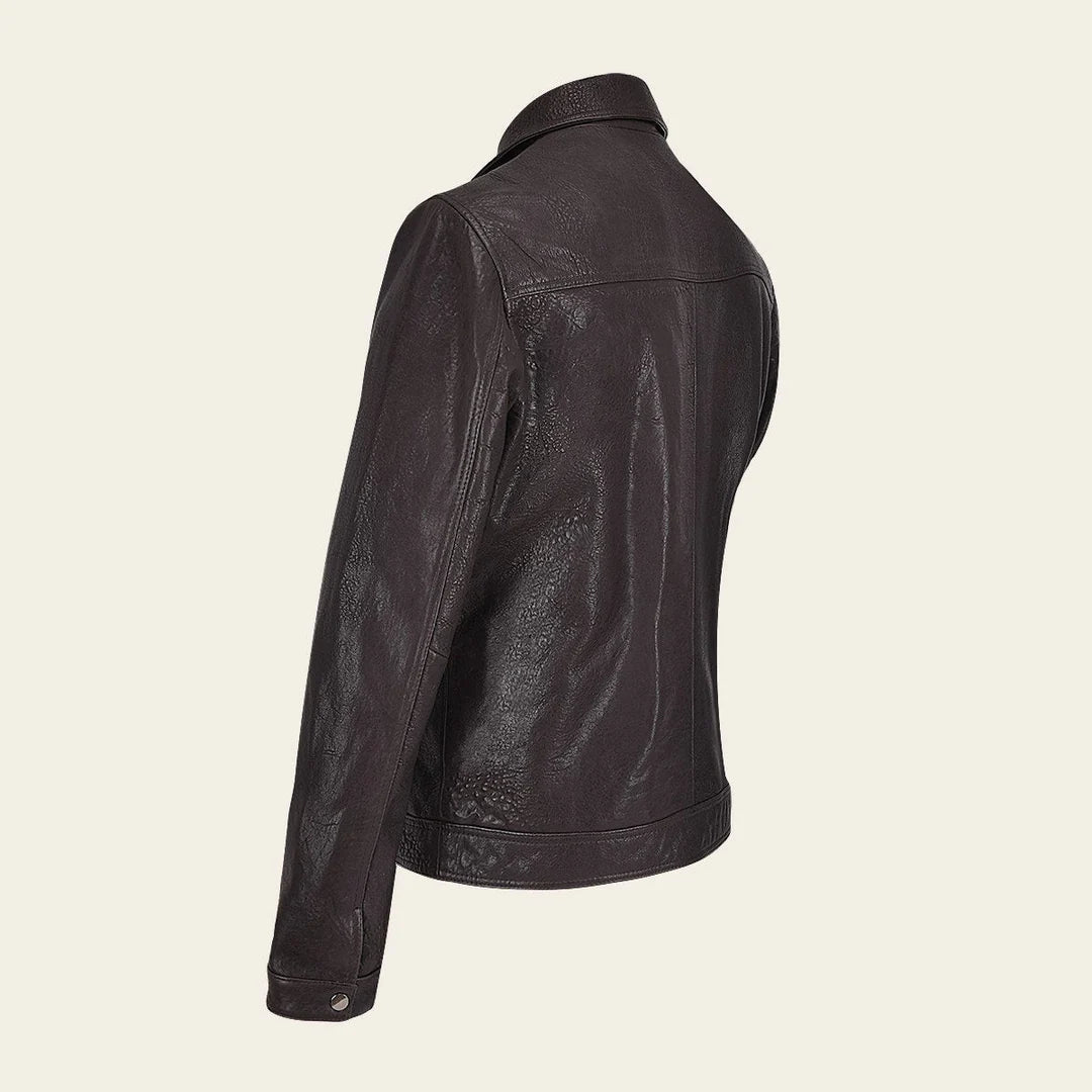 HCHI004 Men's Aviator Leather Jacket - Brown Casual Fashion Dress Jacket for Everyday Wear & Outdoor Adventures