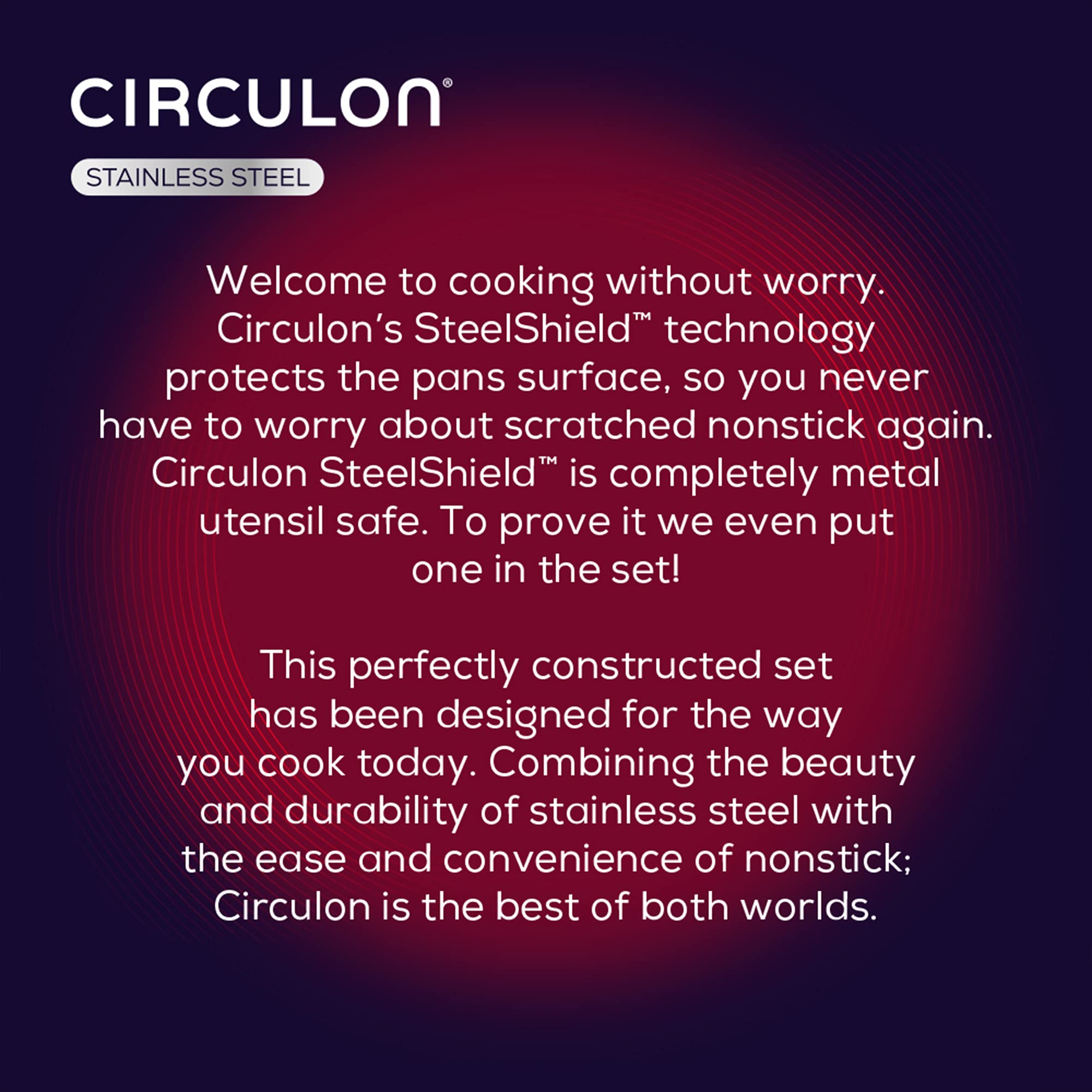 Circulon Steelshield 30cm Stainless Steel Saute Pan with Glass Lid - 4.7L Induction Cookware, Hybrid Nonstick Surface, Oven & Dishwasher Safe, Metal Utensil Friendly - Perfect for Searing, Stir-Frying & Sauteing at Home