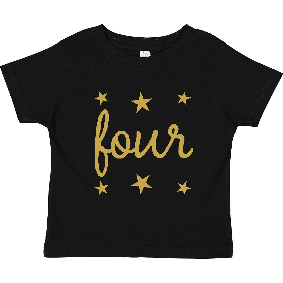 4th Birthday Gold Toddler T-Shirt for 4 Year Olds - Cute Kids Birthday Party Outfit & Gift for Boys Girls