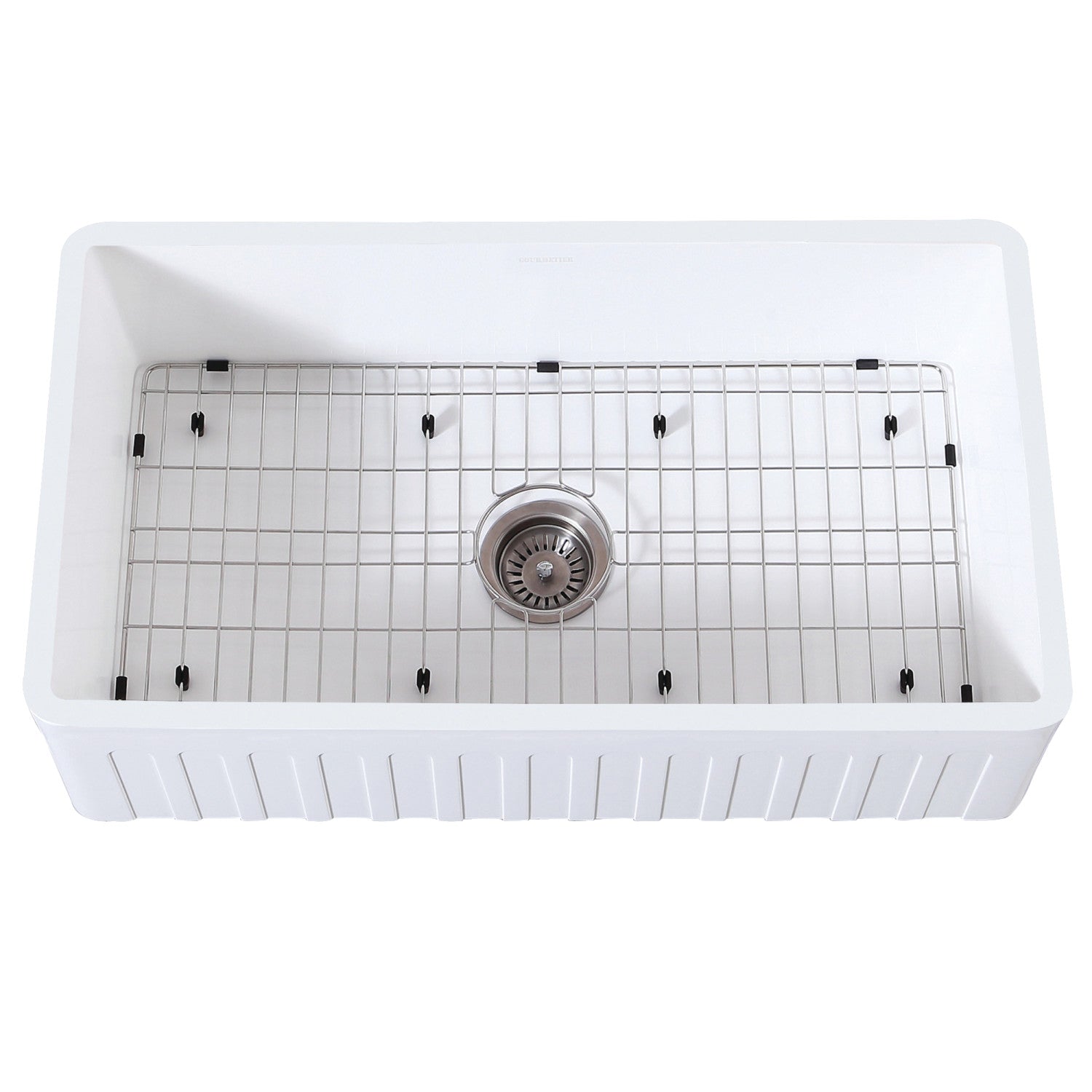 Arcticstone 36 Inch White Farmhouse Kitchen Sink - Matte White/Brushed Solid Surface Single Bowl Apron Front Sink with Strainer & Grid | Perfect for Modern Farmhouse, Rustic & Country Style Kitchens