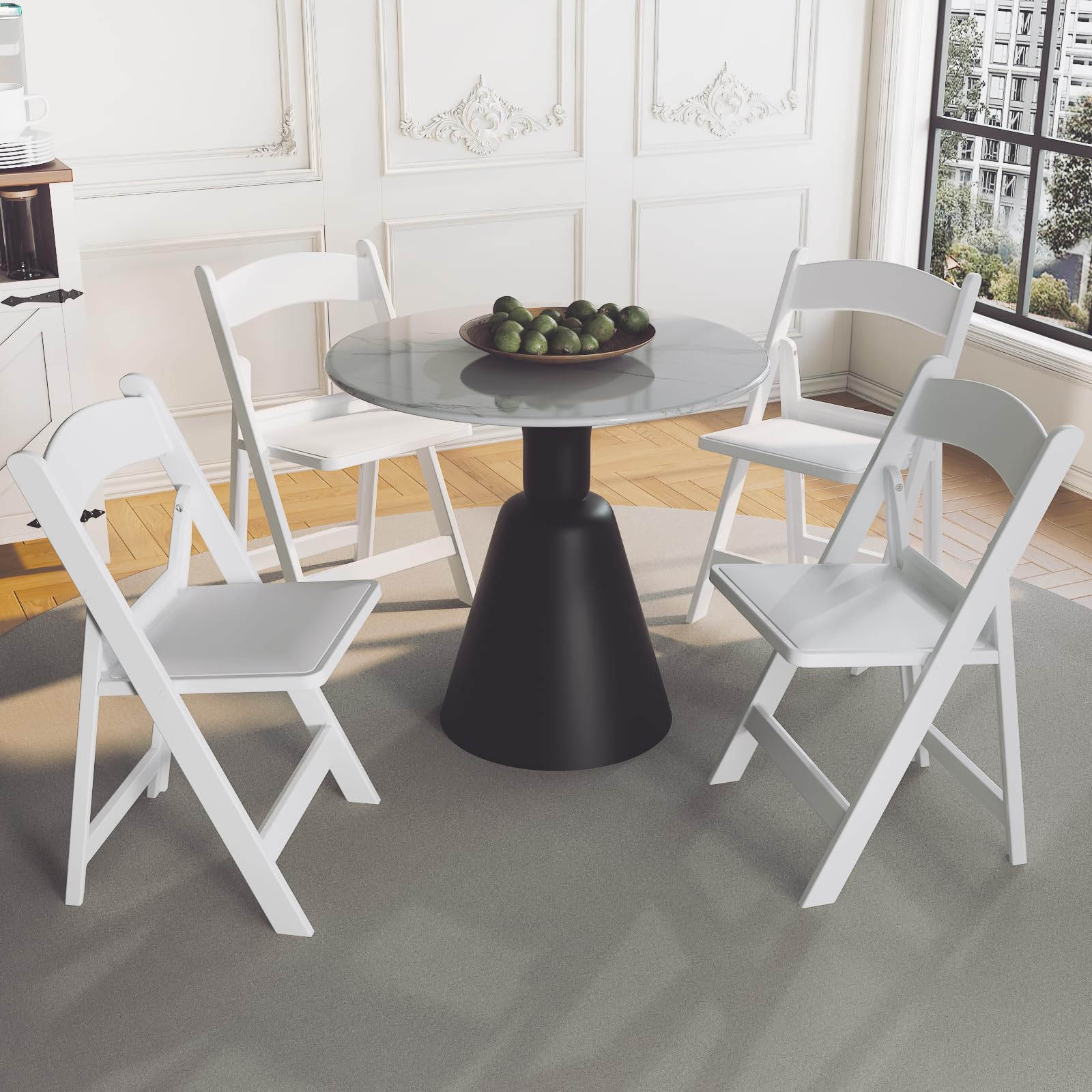 4 Pack White Resin Folding Chairs with Cushion - Lightweight Plastic Foldable Chairs for Wedding, Party, Home & Events - Indoor/Outdoor Use with 600lbs Capacity - Perfect for Backyard BBQs, Picnics, Banquets and Temporary Seating