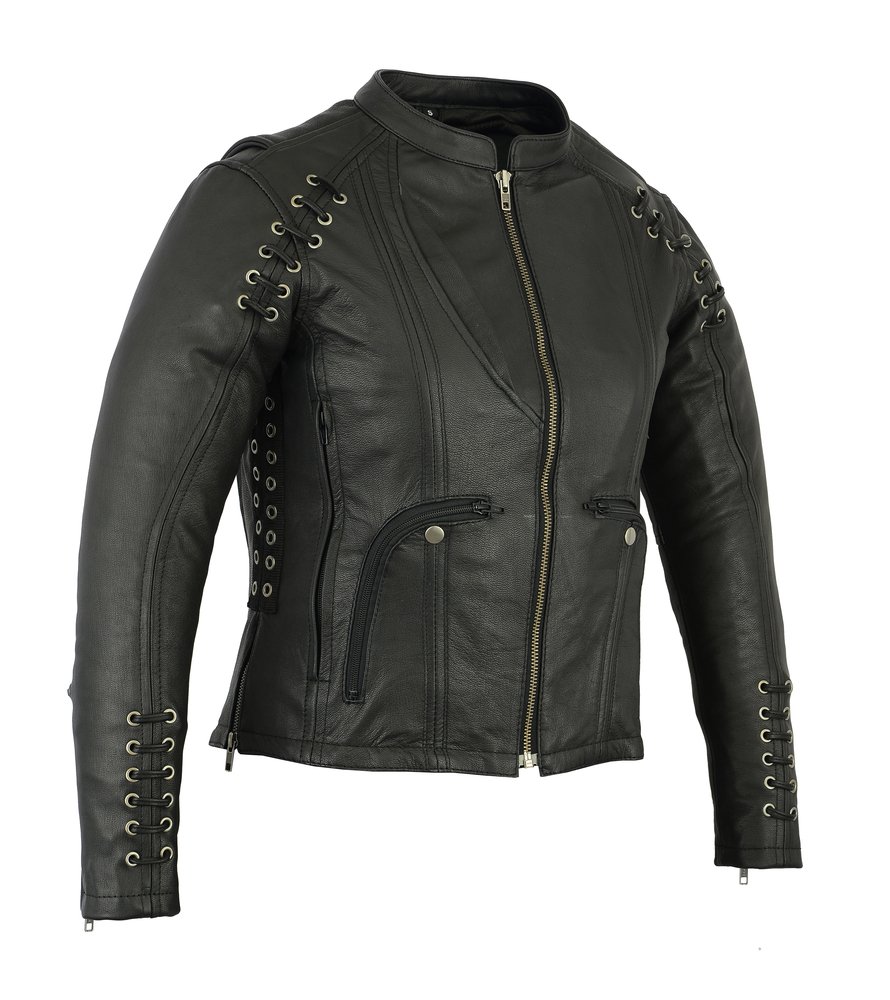 Women's Fashionable Grommet & Lace-Up Detail Jacket - Lightweight Outerwear for Spring & Fall | Perfect for Casual Outings, Date Nights & Outdoor Activities