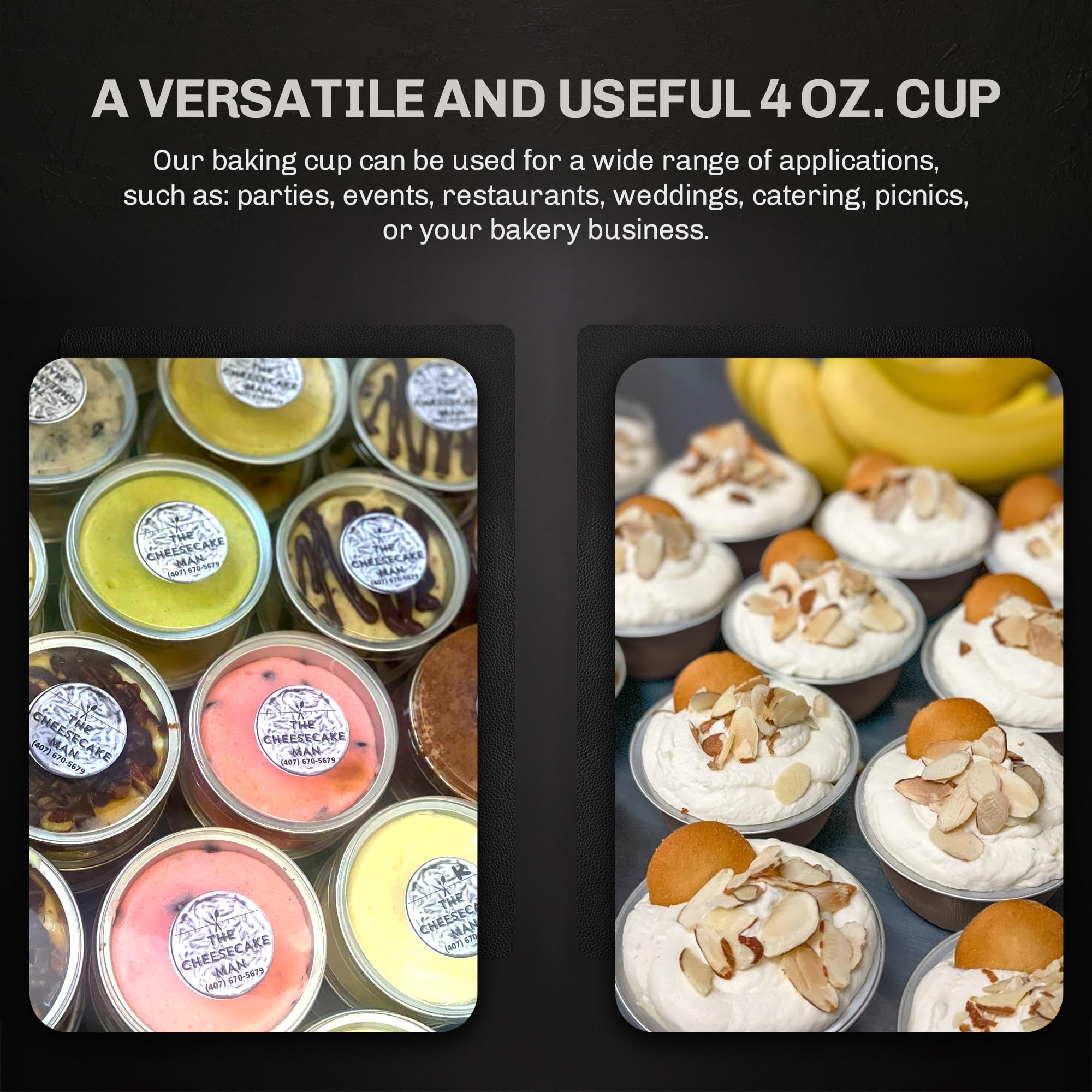KitchenDance 4oz Disposable Aluminum Baking Cups with Lids - 1000 Pack Brown Foil Pans for Creme Brulee, Flan, Cupcakes - Perfect for Baking, Cooking, Meal Prep & Party Desserts