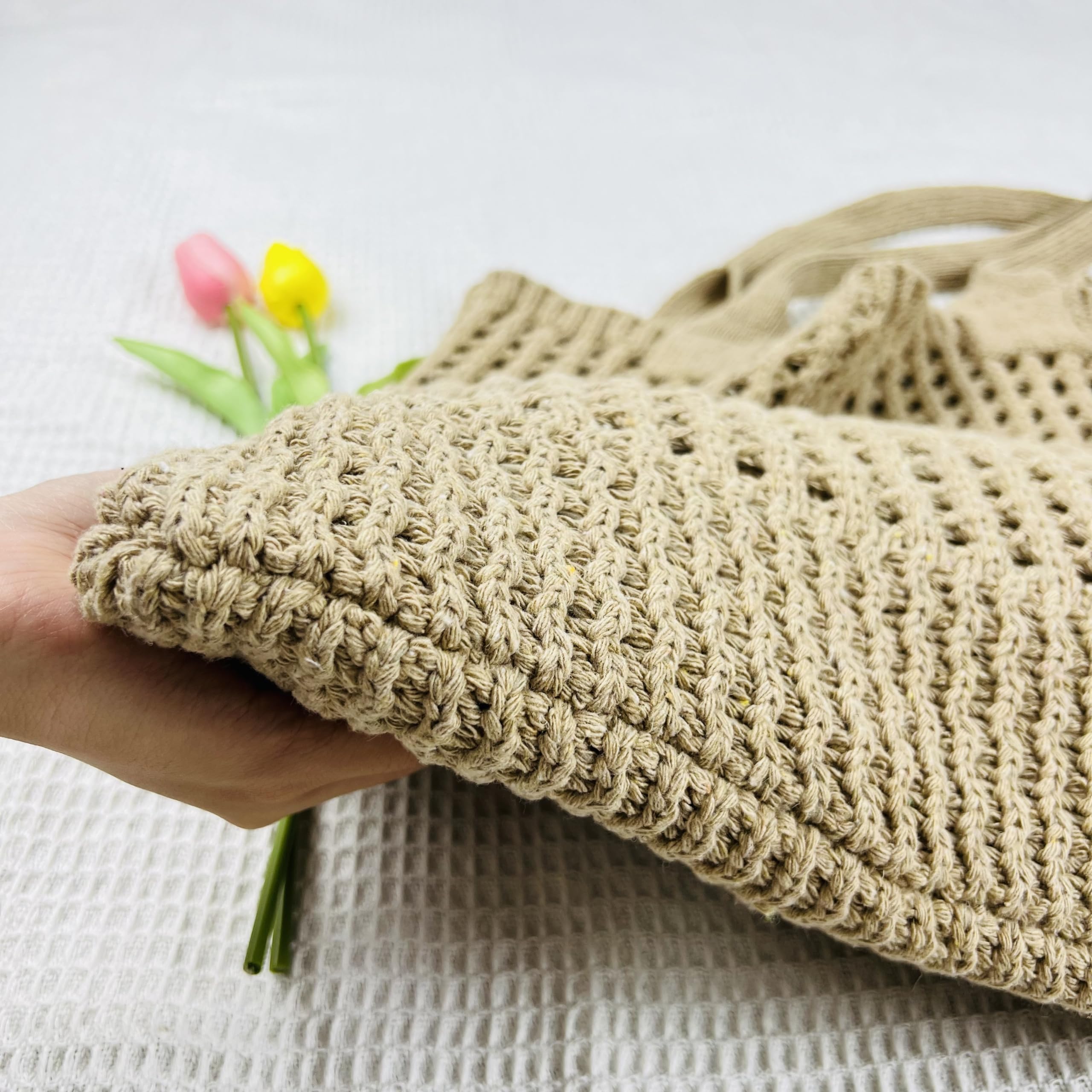 Stylish Large Knit Beach Tote Bag for Women - Aesthetic Crochet Handbag for Travel, Vacation & Summer Outings - Perfect for Beach Trips, Shopping & Casual Day Use