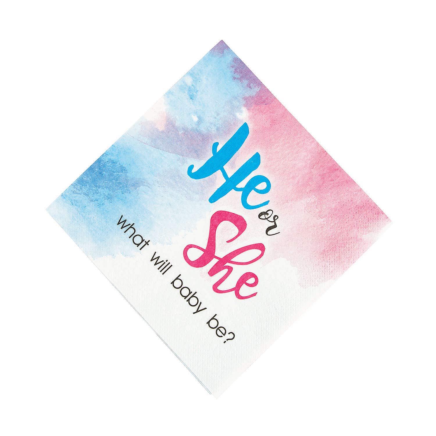 Pink and Blue Watercolor Lunch Napkins - 16-Pack Disposable Party Napkins for Birthday, Baby Shower & Wedding Decorations