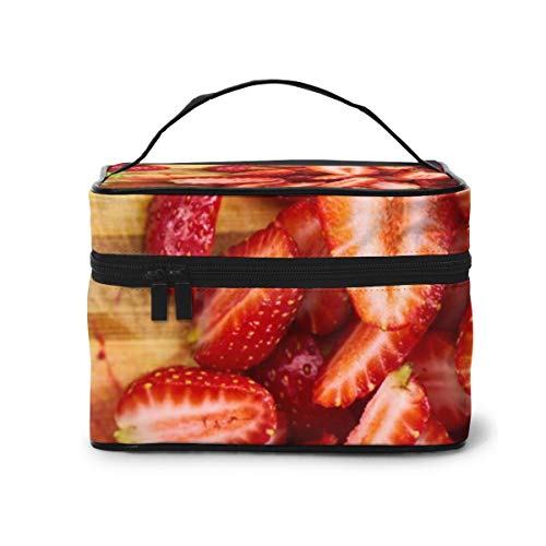 TJNMU Strawberry Print Travel Toiletry Bag for Makeup & Cosmetics - Waterproof Grooming Kit Organizer (47 Colors) - Perfect for Vacation, Gym, and Daily Use