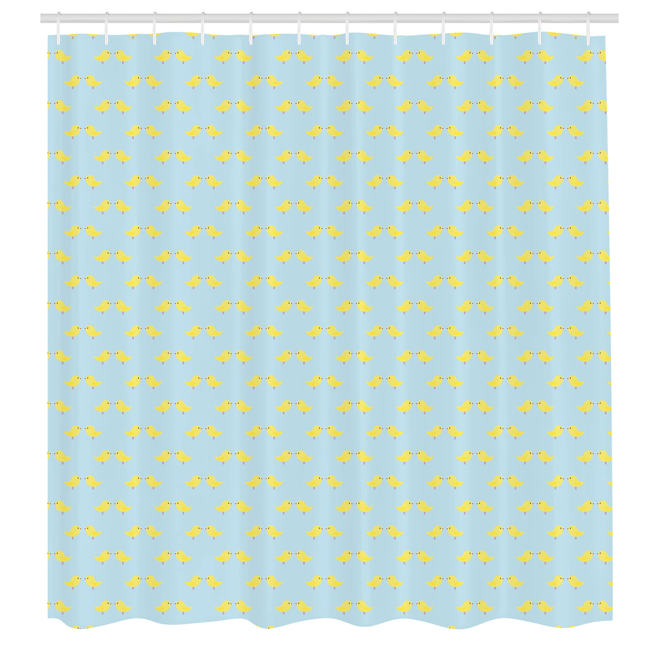 Ambesonne Yellow Bird Shower Curtain - Cartoon Chickens Design, 105