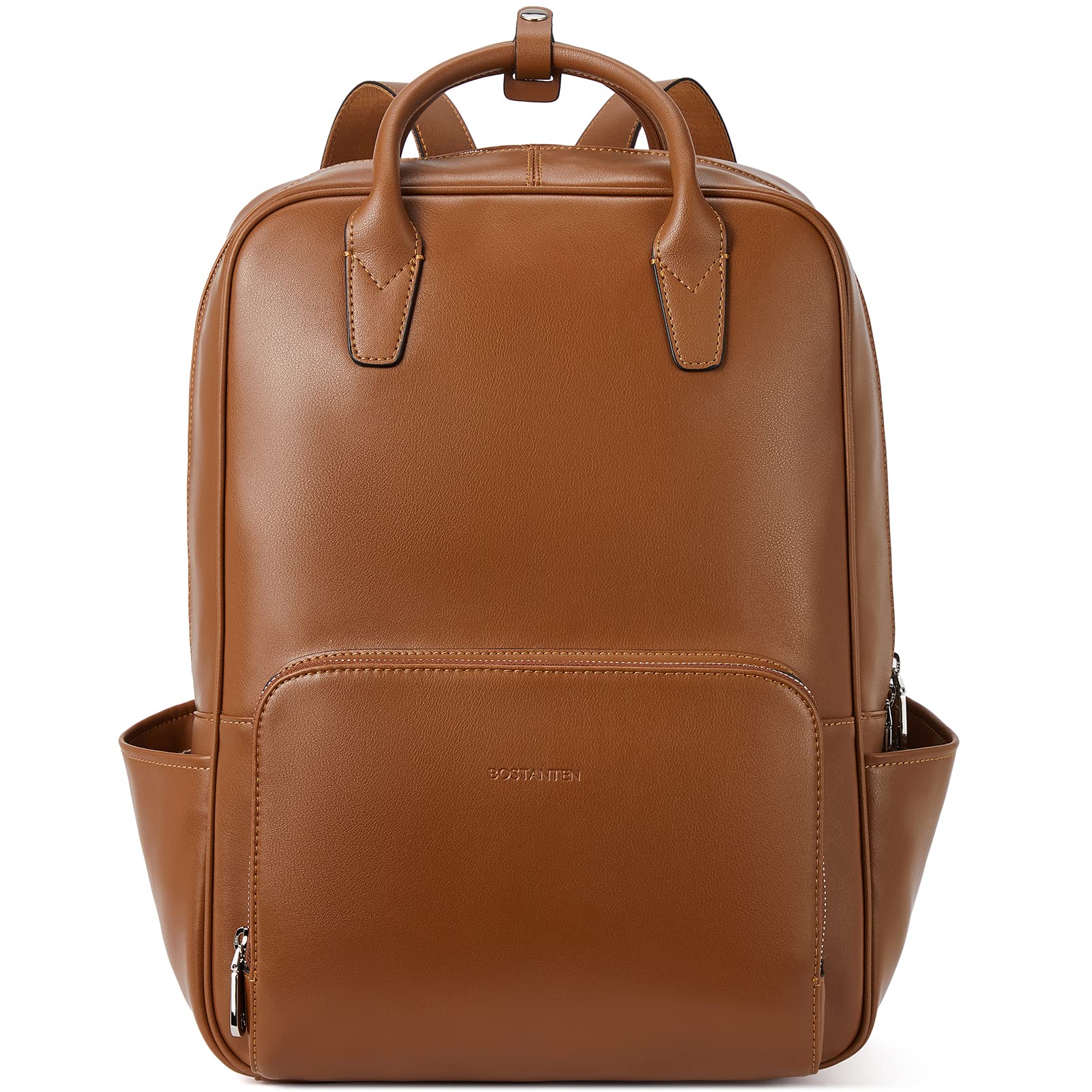 BOSTANTEN Women's Leather Laptop Backpack 15.6 Inch - Stylish College Travel Daypack & Work Commute Bag - Perfect Mother's Day Gift for Women (Office, School, Business Trips)