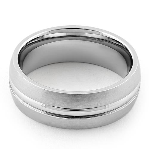 Stainless Steel Polished Double Groove Satin Finish Band Ring for Men & Women - Wedding, Engagement, Anniversary, or Everyday Wear Jewelry