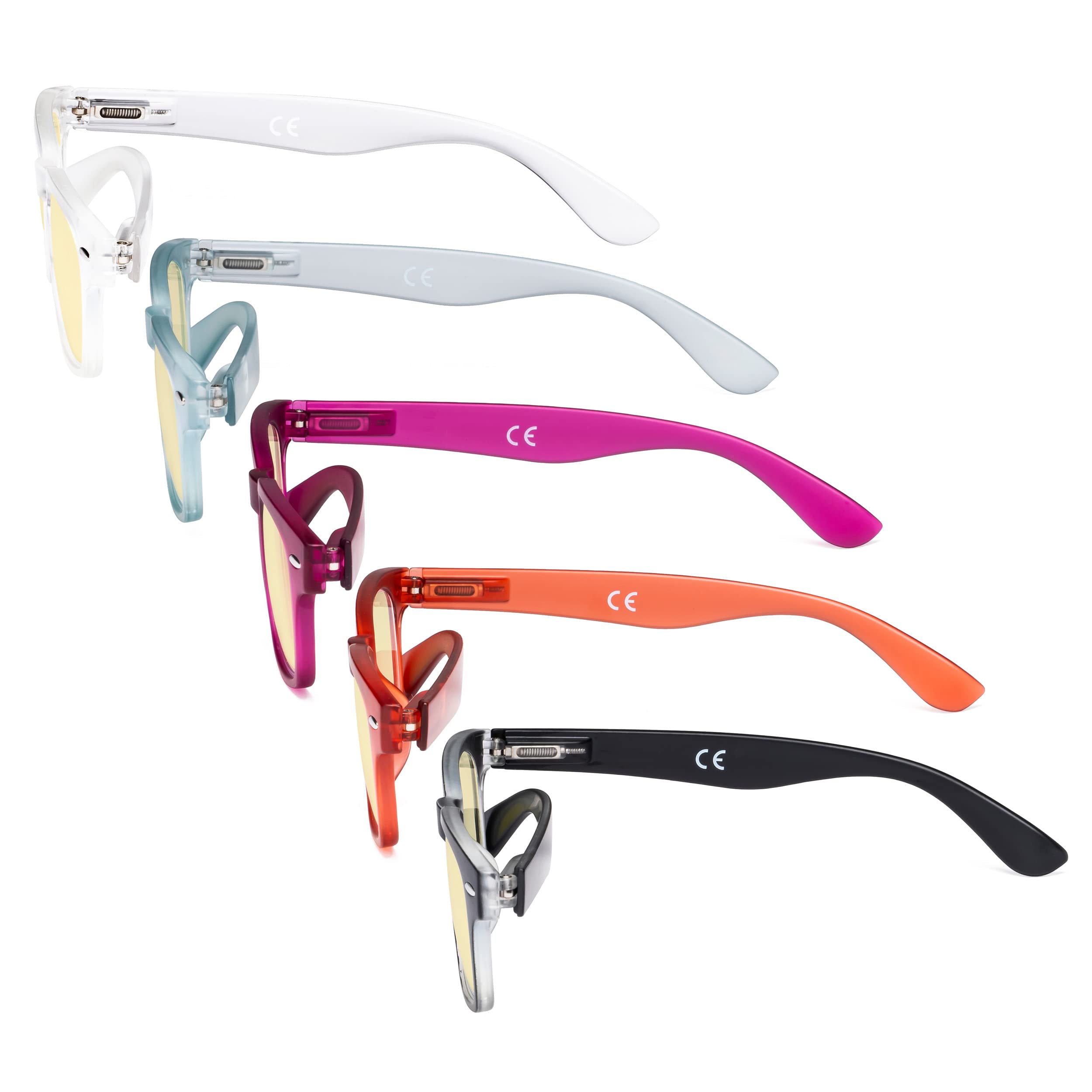 Eyekepper 5 Pack Yellow Tinted Blue Light Blocking Reading Glasses for Computer & Screen Use, Anti-Eye Strain, UV Protection (0.00 Magnification) - Perfect for Office Work, Gaming & Nighttime Reading