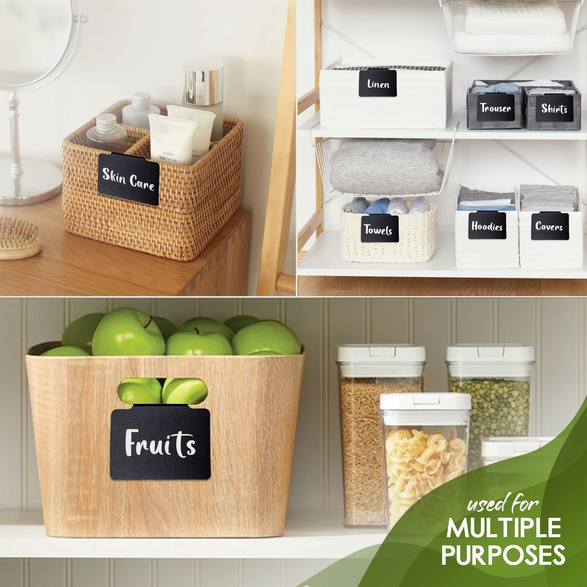 94-Piece Basket Label Set with Clip-On Labels, Chalkboard Labels & Pre-Printed Stickers - Perfect for Pantry Organization, Storage Bins & Home Decluttering (Includes 2 Chalk Markers) - Ideal for Kitchen, Garage & Closet Organization