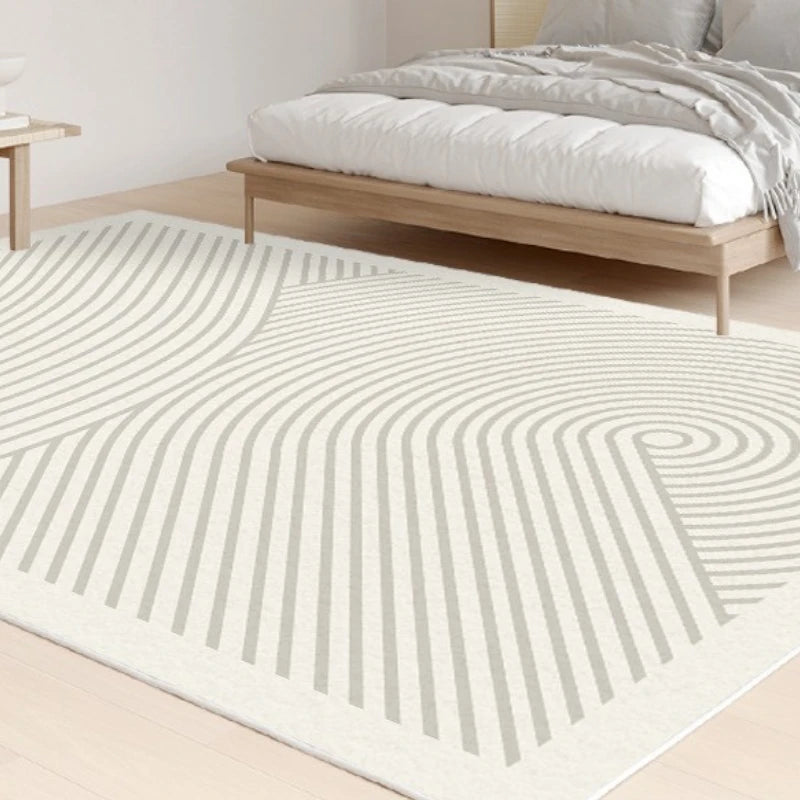 Avalyn Modern Geometric Faux Wool Area Rug - Soft Non-Slip Living Room Rug for Bedroom, Office & Home Decor - 5x7 Feet Grey Contemporary Carpet