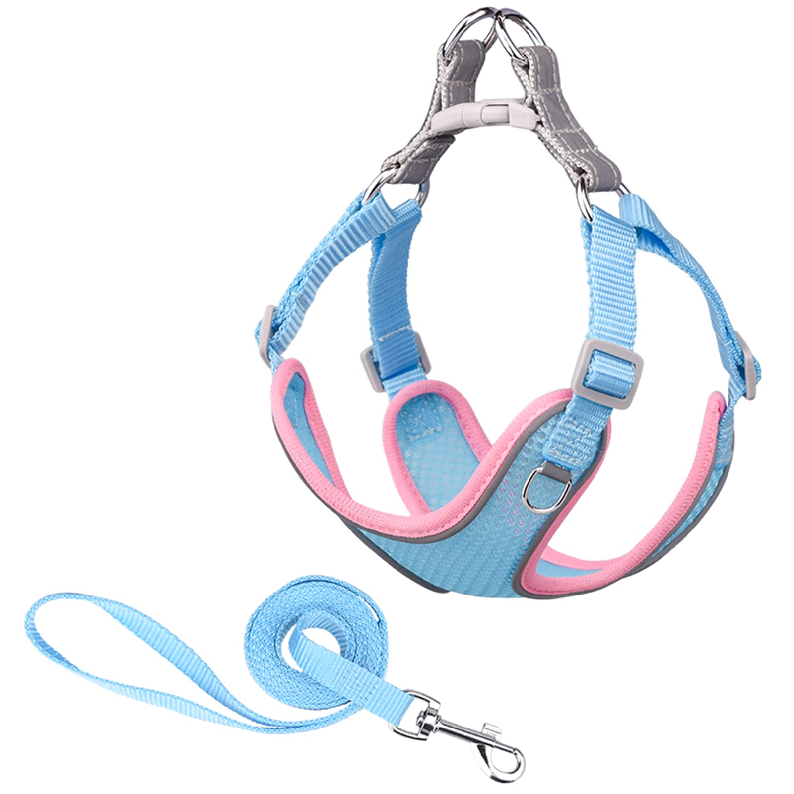 MAKASI No Pull Dog Harness with Leash Set - Reflective Breathable Mesh Pet Vest, Front Clip Easy Control for Small Medium Large Dogs (XX-Small, Blue) - Perfect for Walking, Running & Outdoor Adventures