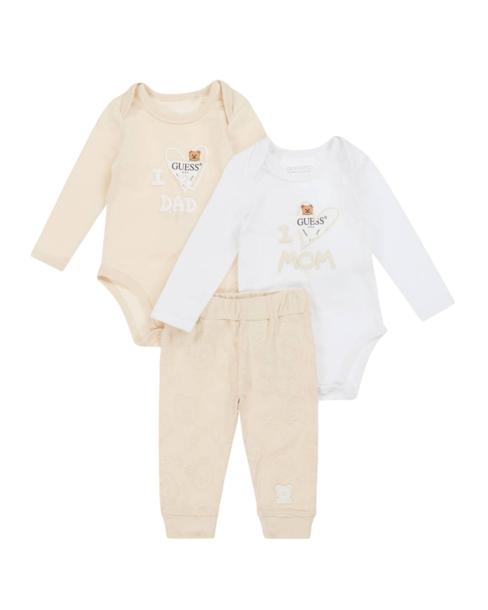 Beige and White 'I Love You' Onesie and Pants Set for Babies 0-12 Months | Soft Cotton Newborn Outfit for Photo Shoots, Gifts & Everyday Wear