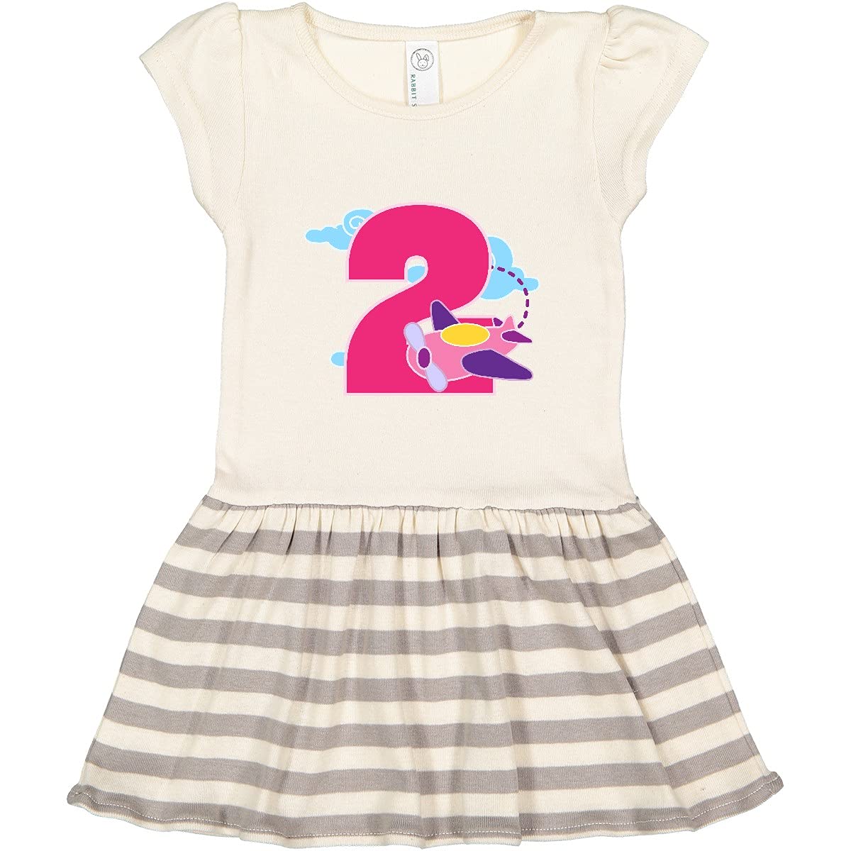 Inktastic 2nd Birthday Airplane Girls Pilot Toddler Dress - Cute 2 Year Old Outfit for Birthday Party, Aviation Theme Celebration & Photo Shoots