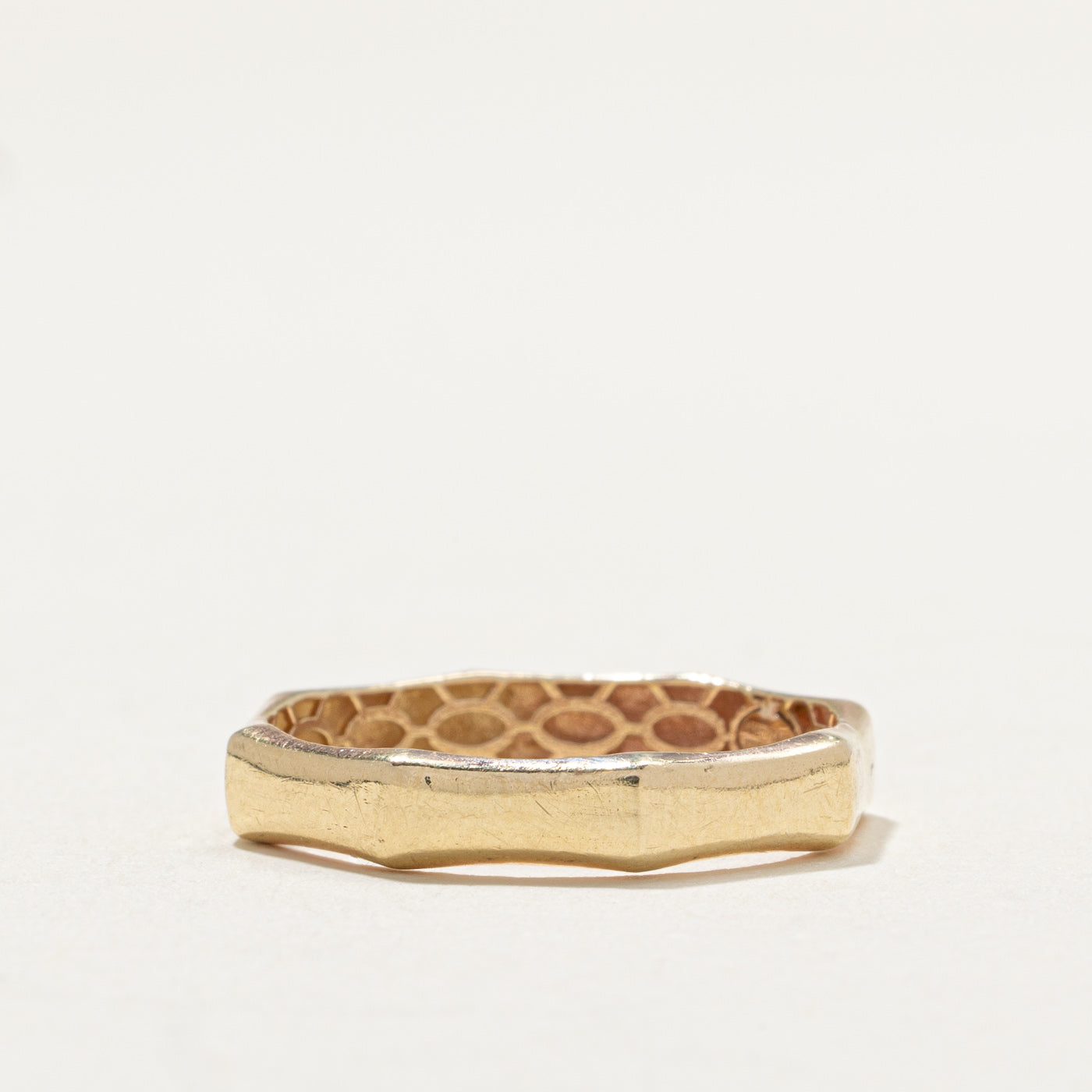14K Yellow Gold Hexagon Wedding Band Ring for Women - 3.8mm Wide Size 8 - Perfect for Engagement, Anniversary & Everyday Jewelry Gift