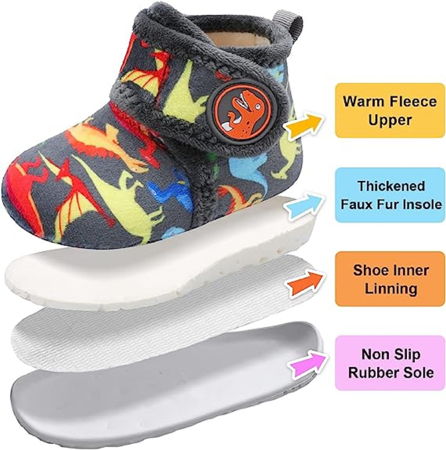 JOINFREE Kids Furry House Slippers - Warm Indoor Booties for Boys & Girls | Cozy Non-Slip Home Shoes for Toddlers & Children | Perfect for Winter, Playtime & Relaxing at Home