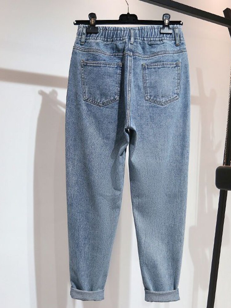 Vintage High Waist Harem Jeans for Women - Comfortable Retro Loose Fit Denim Pants - Perfect for Casual Wear, Street Style & Boho Fashion