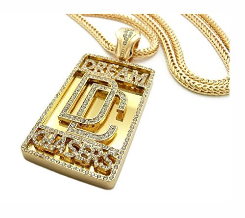 Shiny Jewelers USA Men's Iced Out Hip Hop CZ Pendant & Cuban Chain Necklace Set - Perfect for Streetwear, Rap Culture & Bold Fashion Statements