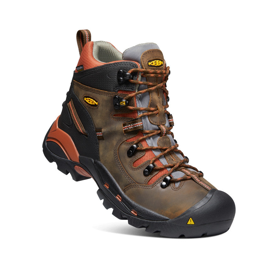 **Men's Pittsburgh 6 Waterproof Soft Toe Work Boots - Cascade Brown/Bombay Brown - Durable & Comfortable for Construction, Hiking & Outdoor Work**