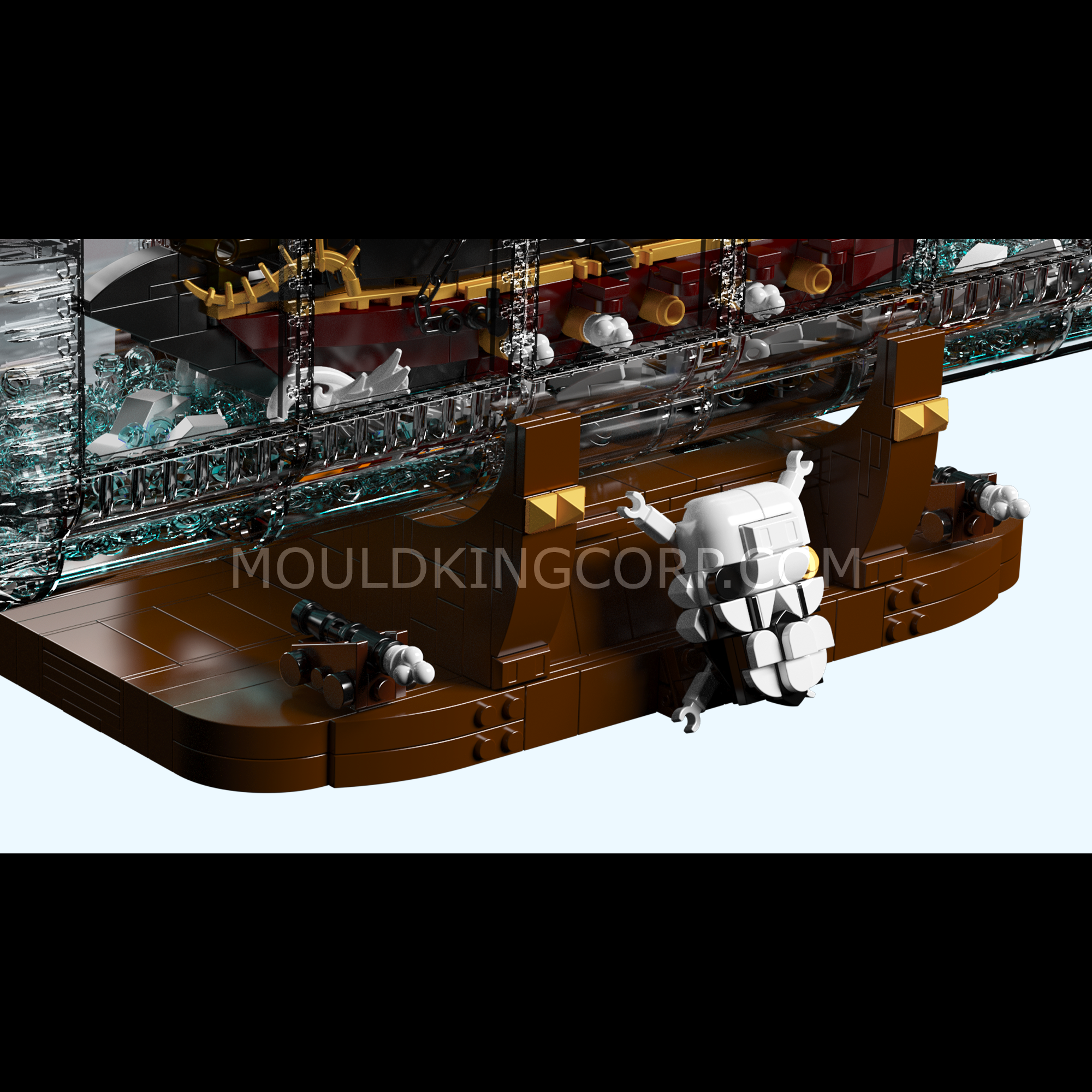 Mould King 10066 Queen Revenger Ship in a Bottle Building Set - 2,488 Piece Model Kit for Adults | DIY Pirate Ship Display for Home Office Decor & Collectors Gift