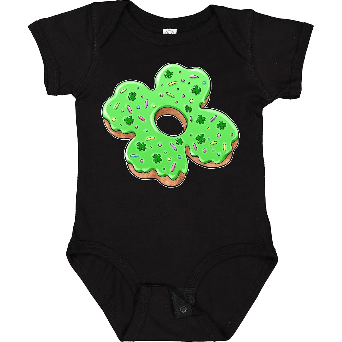 Inktastic St. Patrick's Day 4 Leaf Clover Donut with Sprinkles Baby Bodysuit - Cute Irish Outfit for Babies & Toddlers - Perfect for St. Paddy's Day Celebrations, Photo Shoots & Family Gatherings