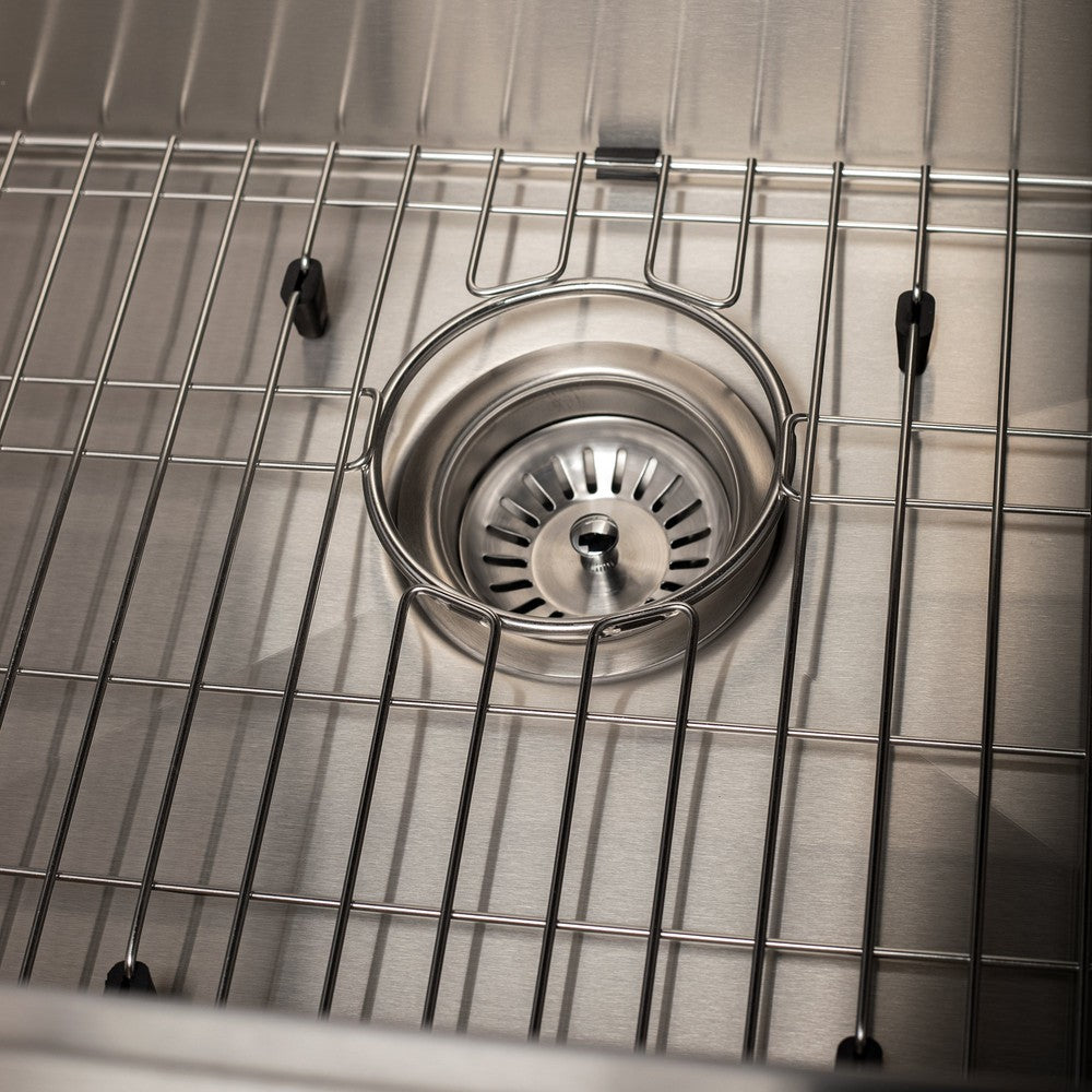 ZLINE Garmarch 27-Inch Undermount Single Bowl Stainless Steel Kitchen Sink with Bottom Grid & Accessories (SLS 27) - Perfect for Modern Kitchens, Remodeling & Heavy-Duty Cooking