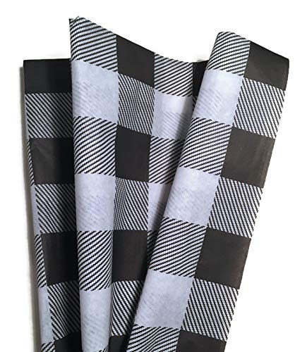 Lumberjack Tissue Paper - Black Buffalo Plaid Wrapping Paper for Christmas Gifts, 24 Large Sheets (20x30 Inches), White and Black Checkered Design | Perfect for Holiday Presents, Party Decorations & Craft Projects
