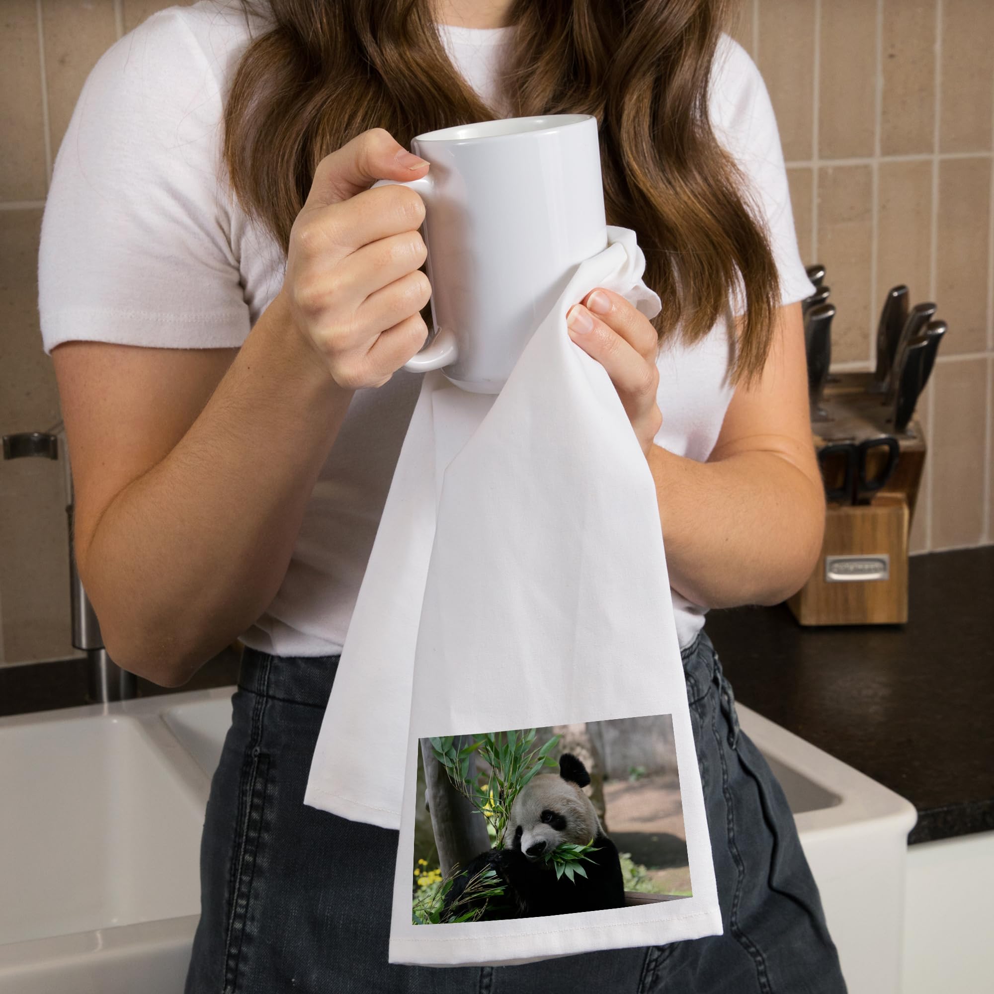 Lantern Press Panda 100% Cotton Tea Towel - Decorative Hand Towel for Kitchen & Home | Perfect for Dish Drying, Gift Giving & Farmhouse Decor
