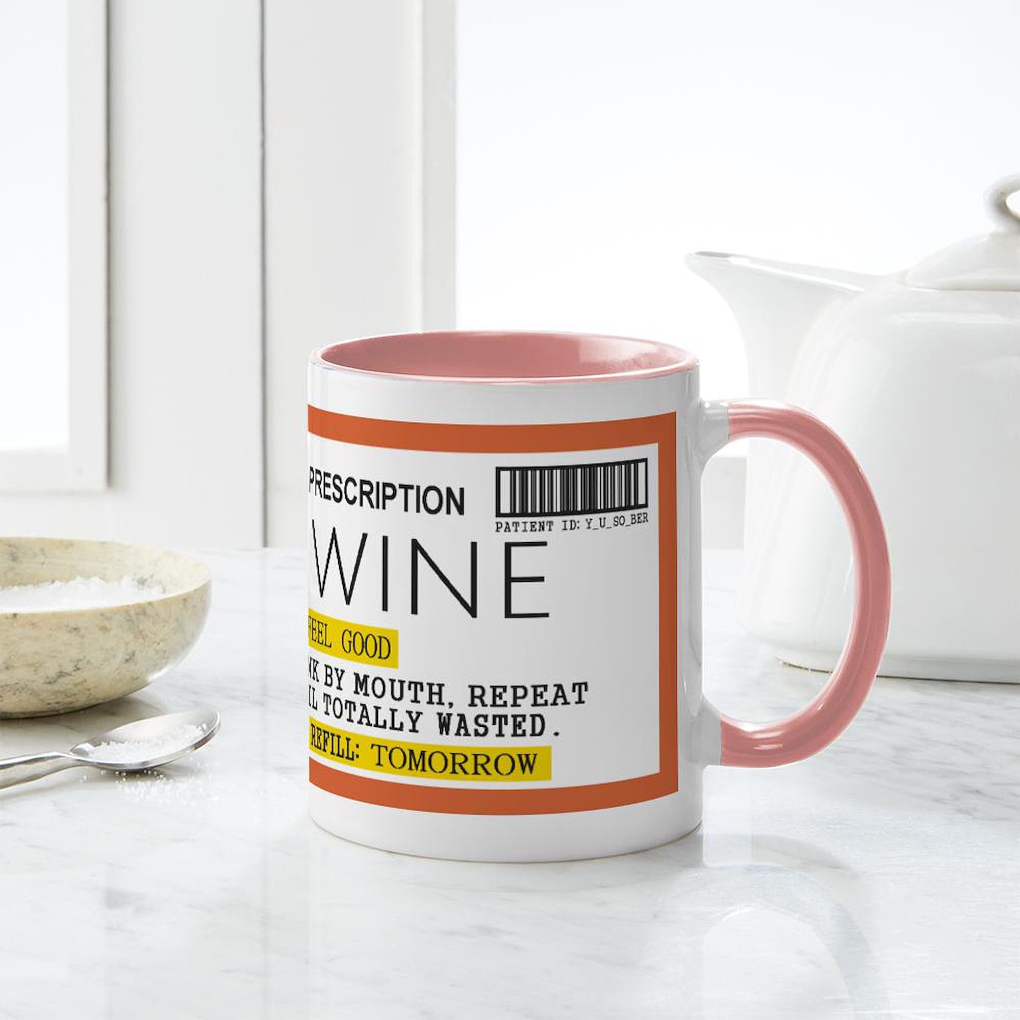 Wine Prescription Ceramic Coffee Mug 11 oz (325 ml) - Funny Doctor-Themed Gift for Wine Lovers, Perfect for Coffee, Tea & Hot Drinks at Home or Office