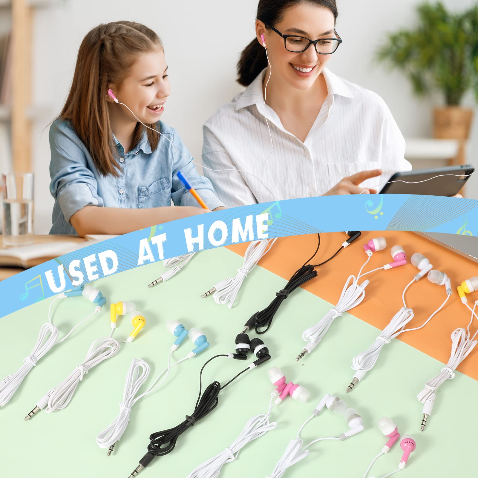 Xuhal 600 Packs Bulk Wired Earbuds Headphones - Colorful Classroom Earphones for Kids & Adults - Compatible with Smartphones, Laptops - Perfect for School, Library, Online Learning & Travel